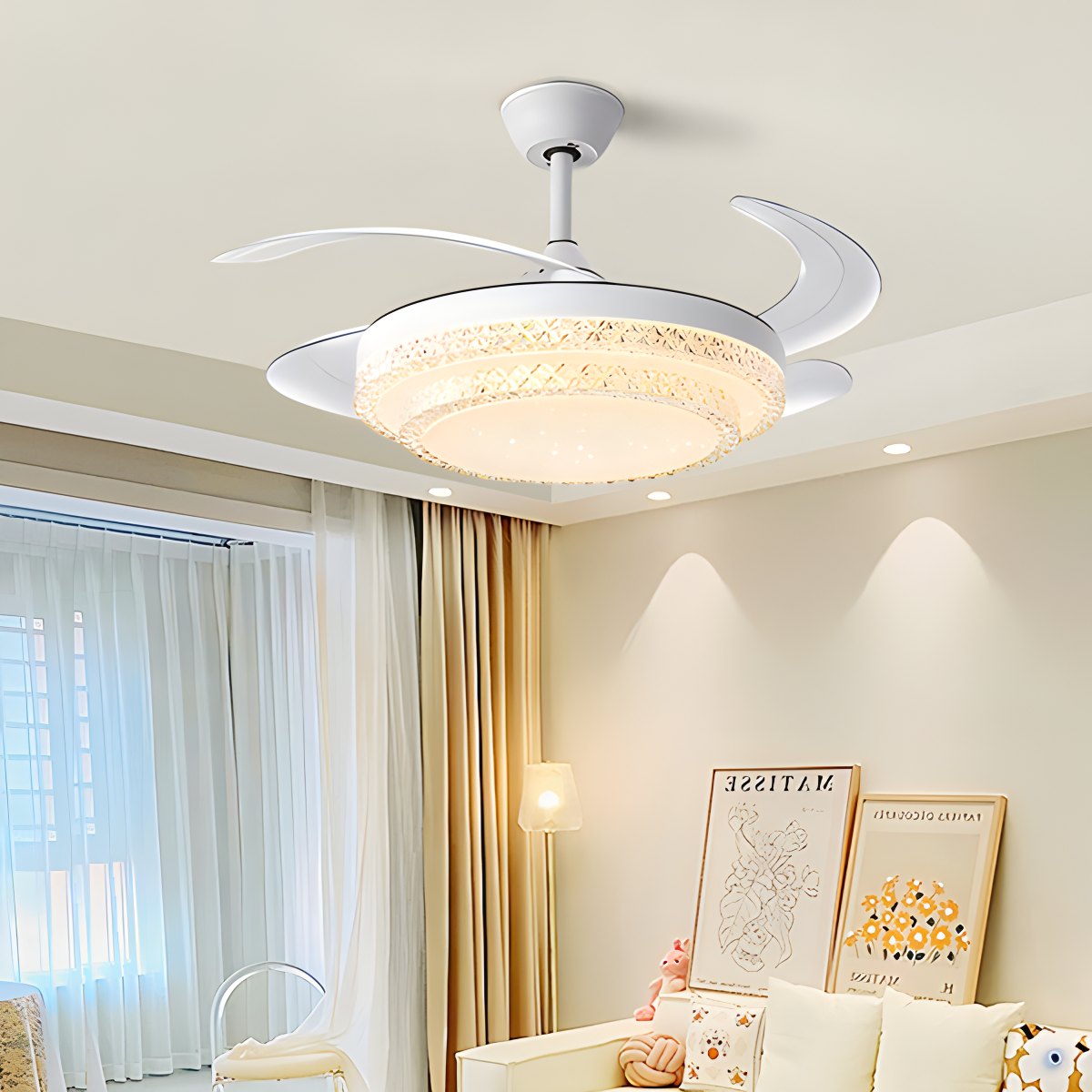 Feyran Dimmable Remote Hugger Ceiling Fan Light