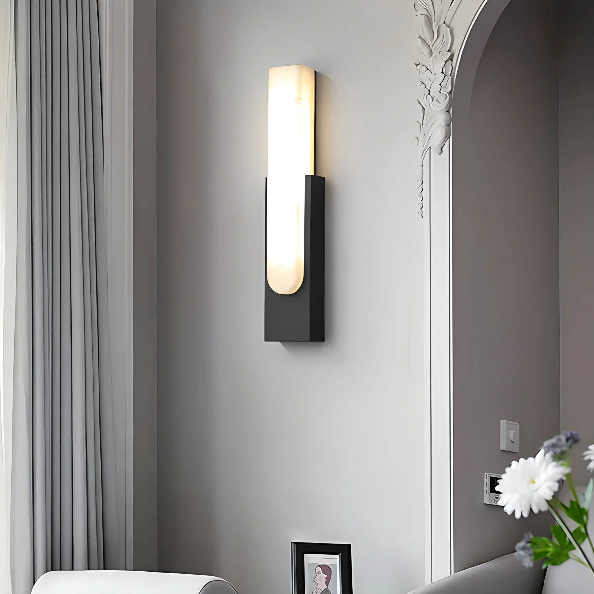 Feyran Chinese Style Alabaster Wall Lamp for Bedroom