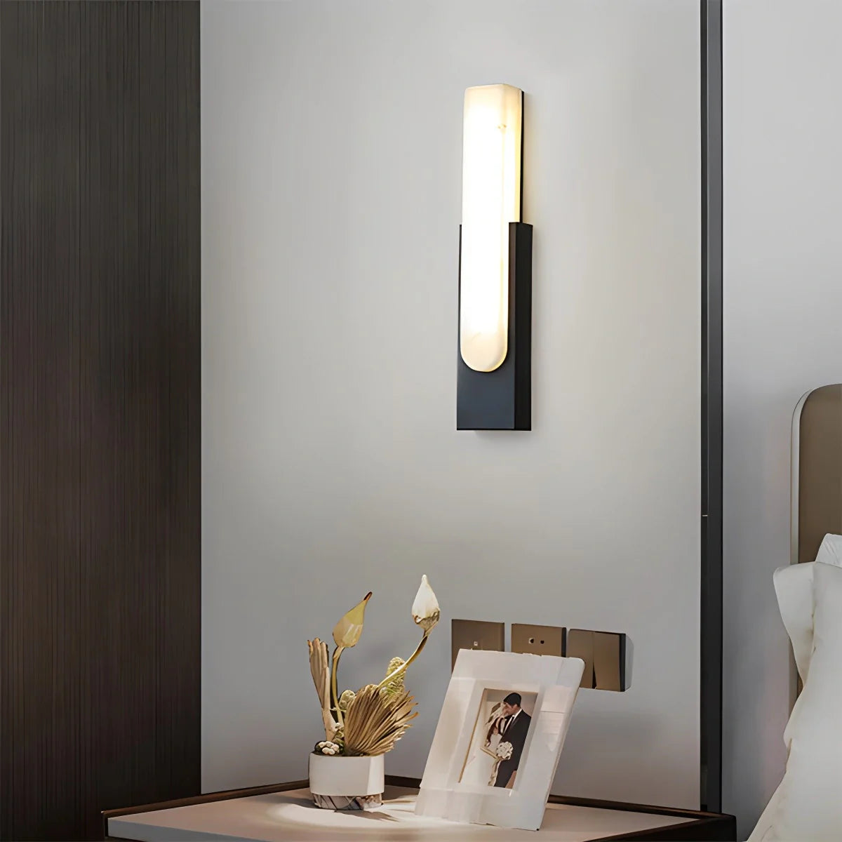 Feyran Chinese Style Alabaster Wall Lamp for Bedroom