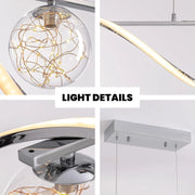 Chrome Linear LED Pendant with Glass Globe Shade - Feyran