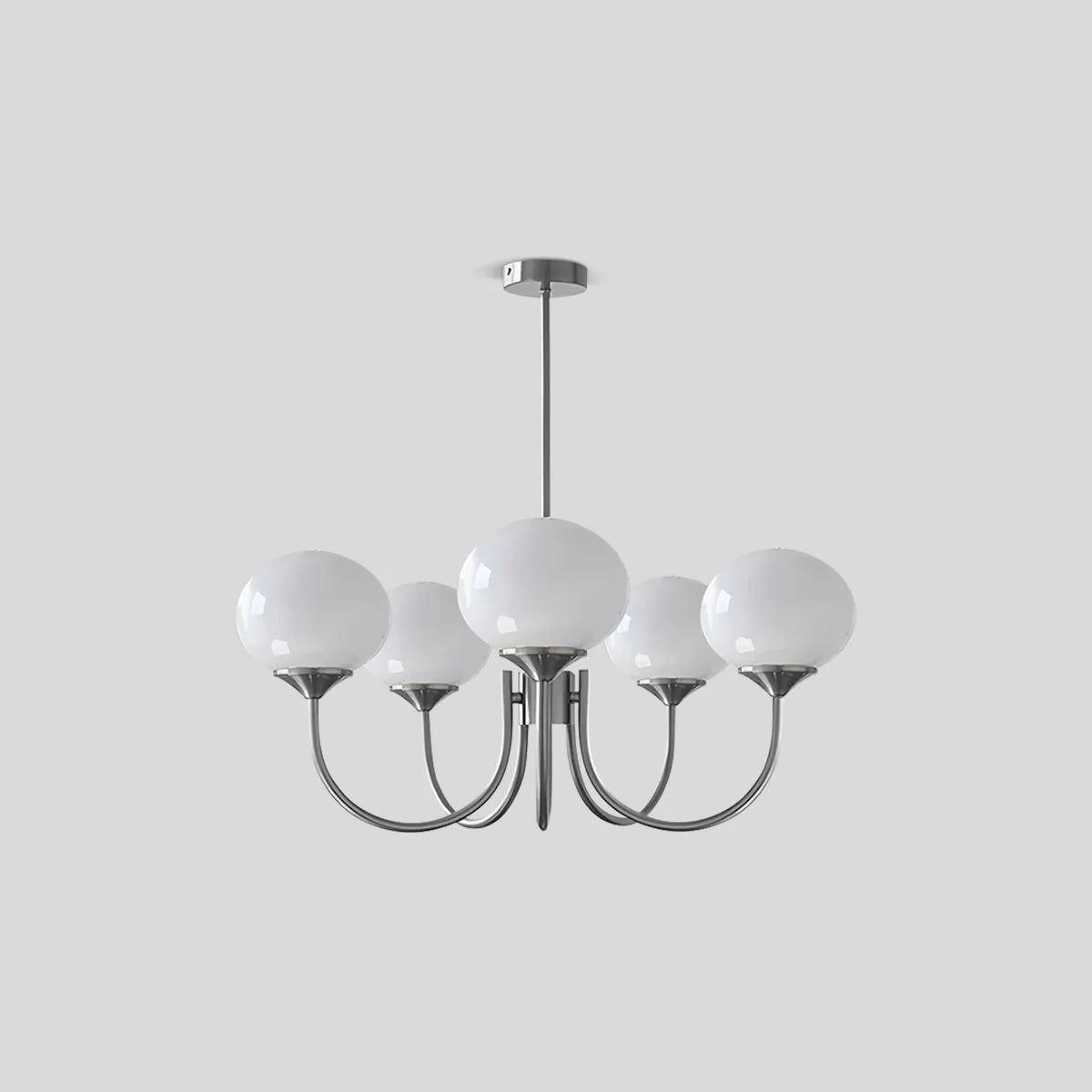 Feyran Pink Glass Globe Arm Chandelier for Living Room