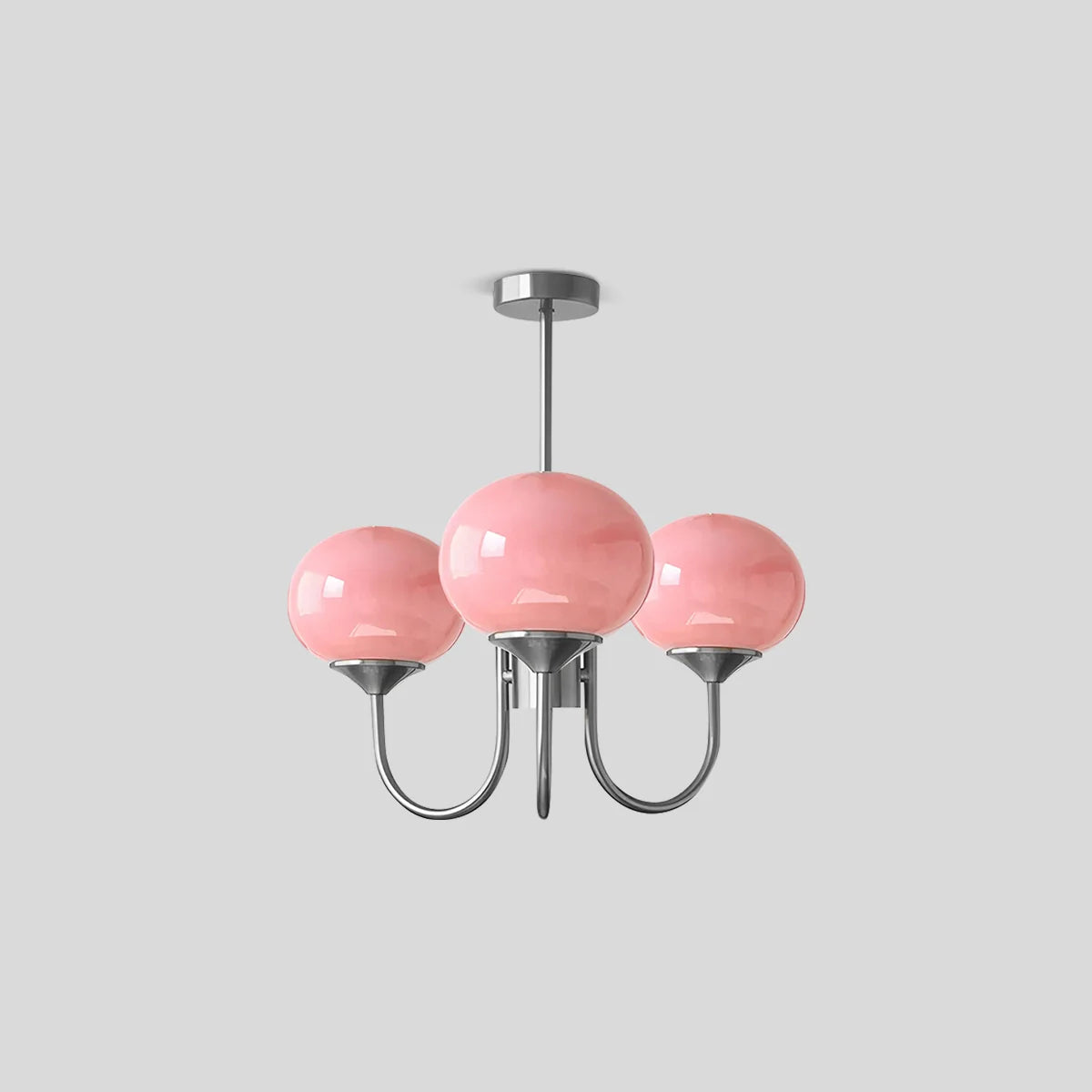 Feyran Pink Glass Globe Arm Chandelier for Living Room
