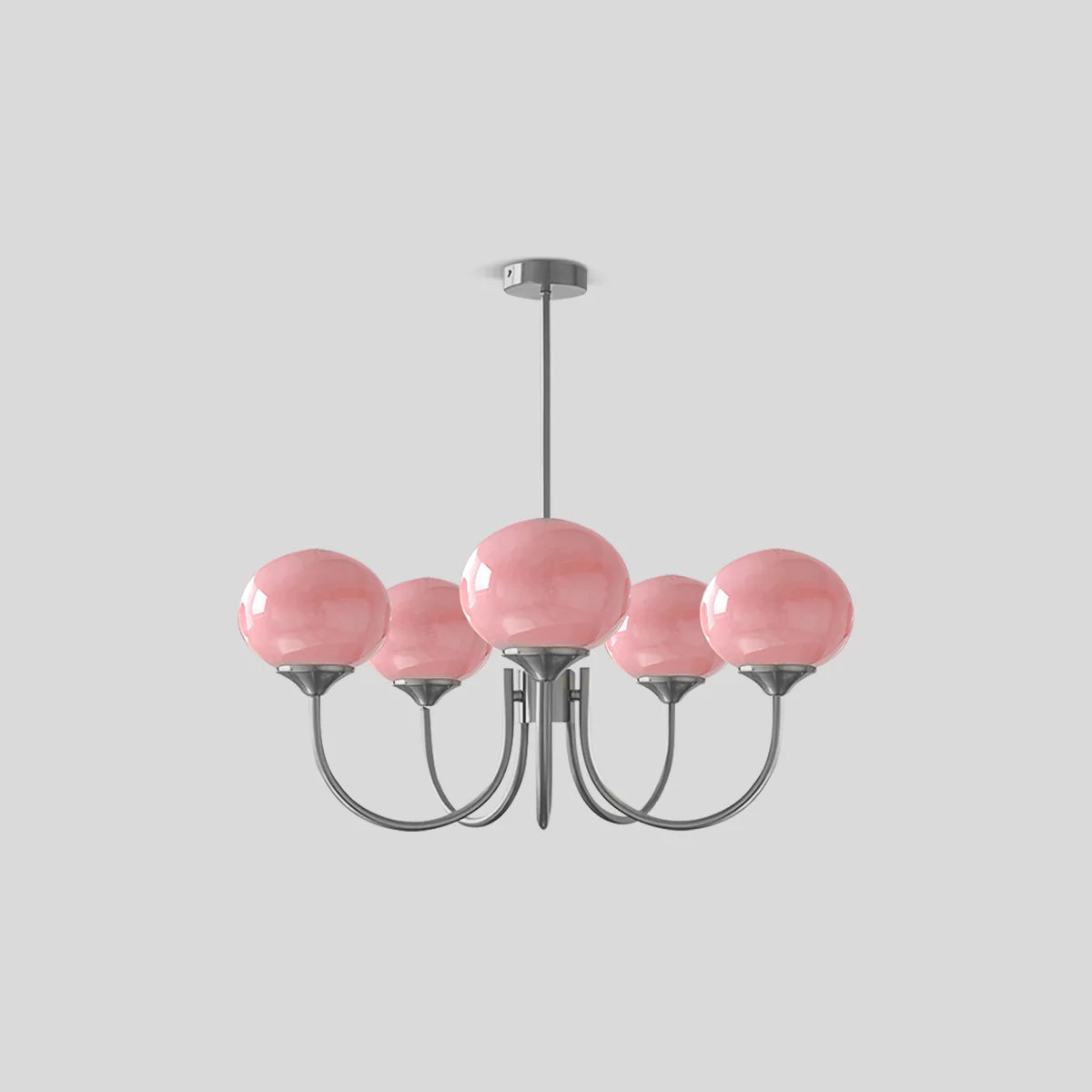 Feyran Pink Glass Globe Arm Chandelier for Living Room