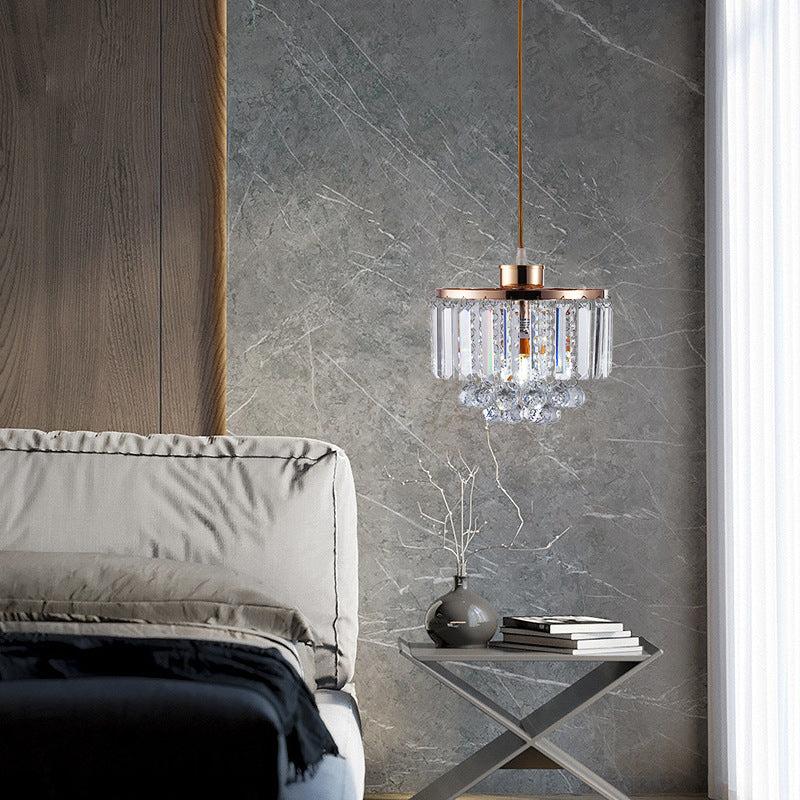 Clear Crystal Linear Pendant Light - Bedroom | Feyran