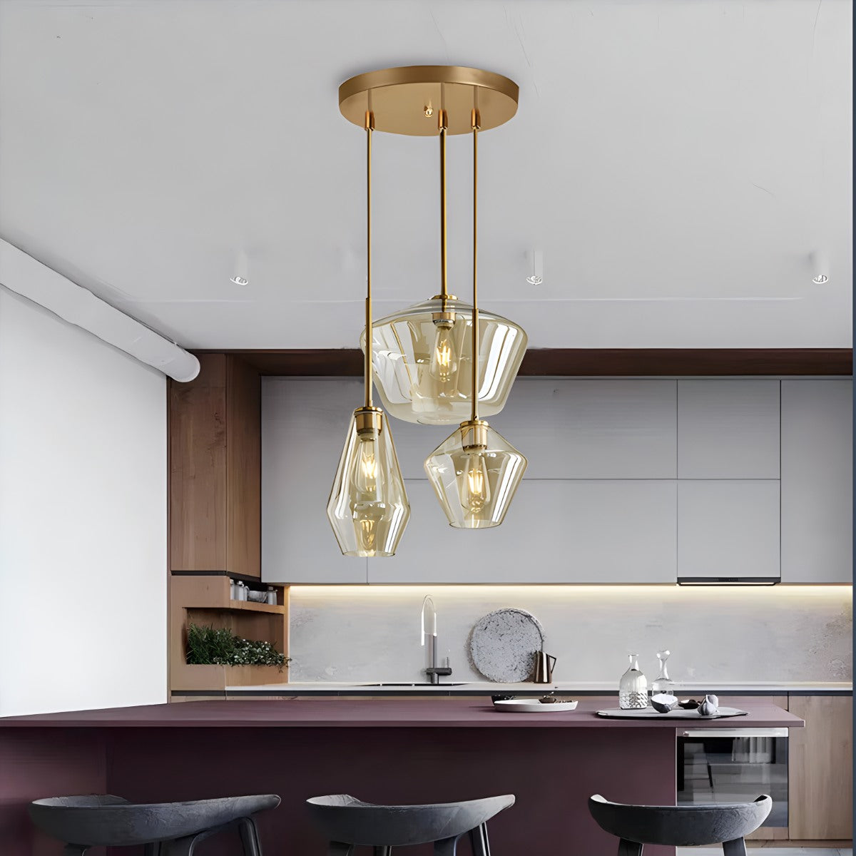 Feyran Hailie Clear Glass Pendant Light for Kitchen