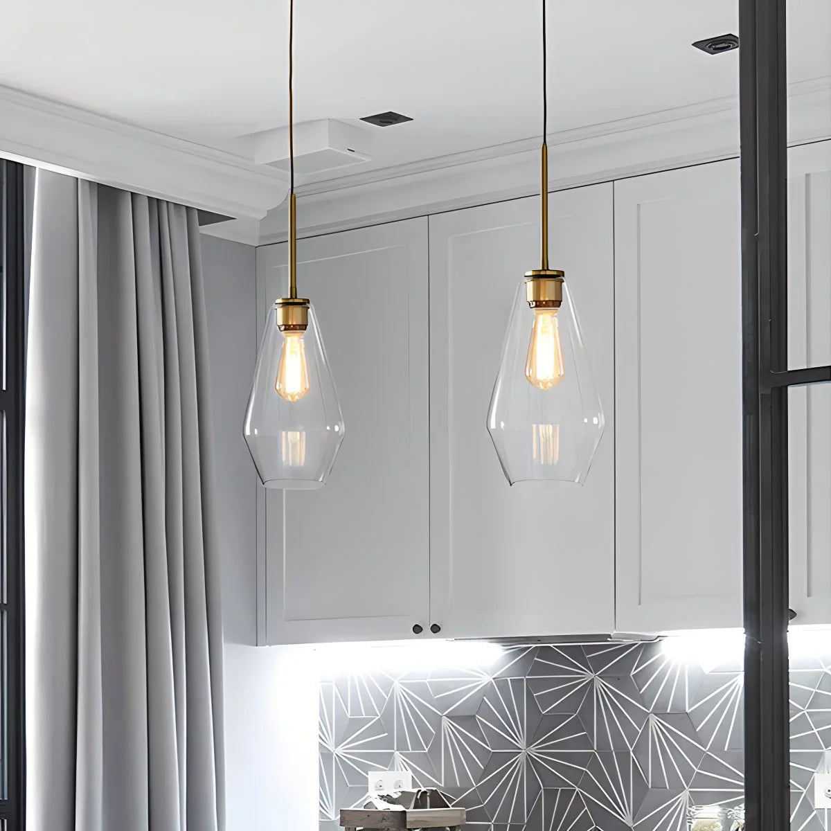 Feyran Hailie Clear Glass Pendant Light for Kitchen