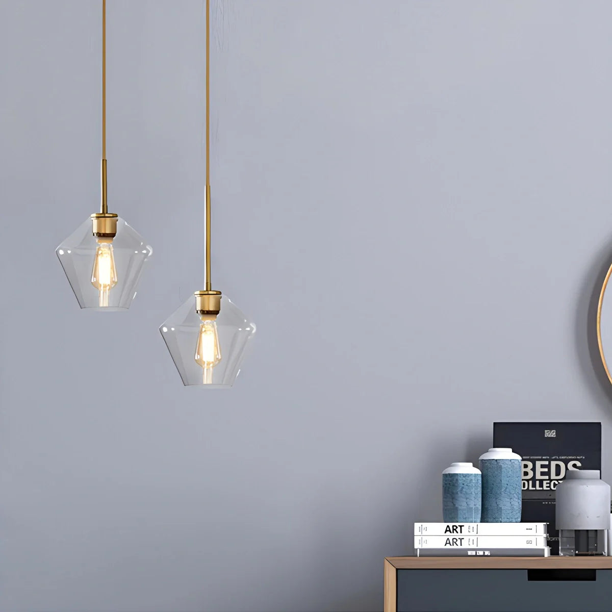 Feyran Hailie Clear Glass Pendant Light for Kitchen