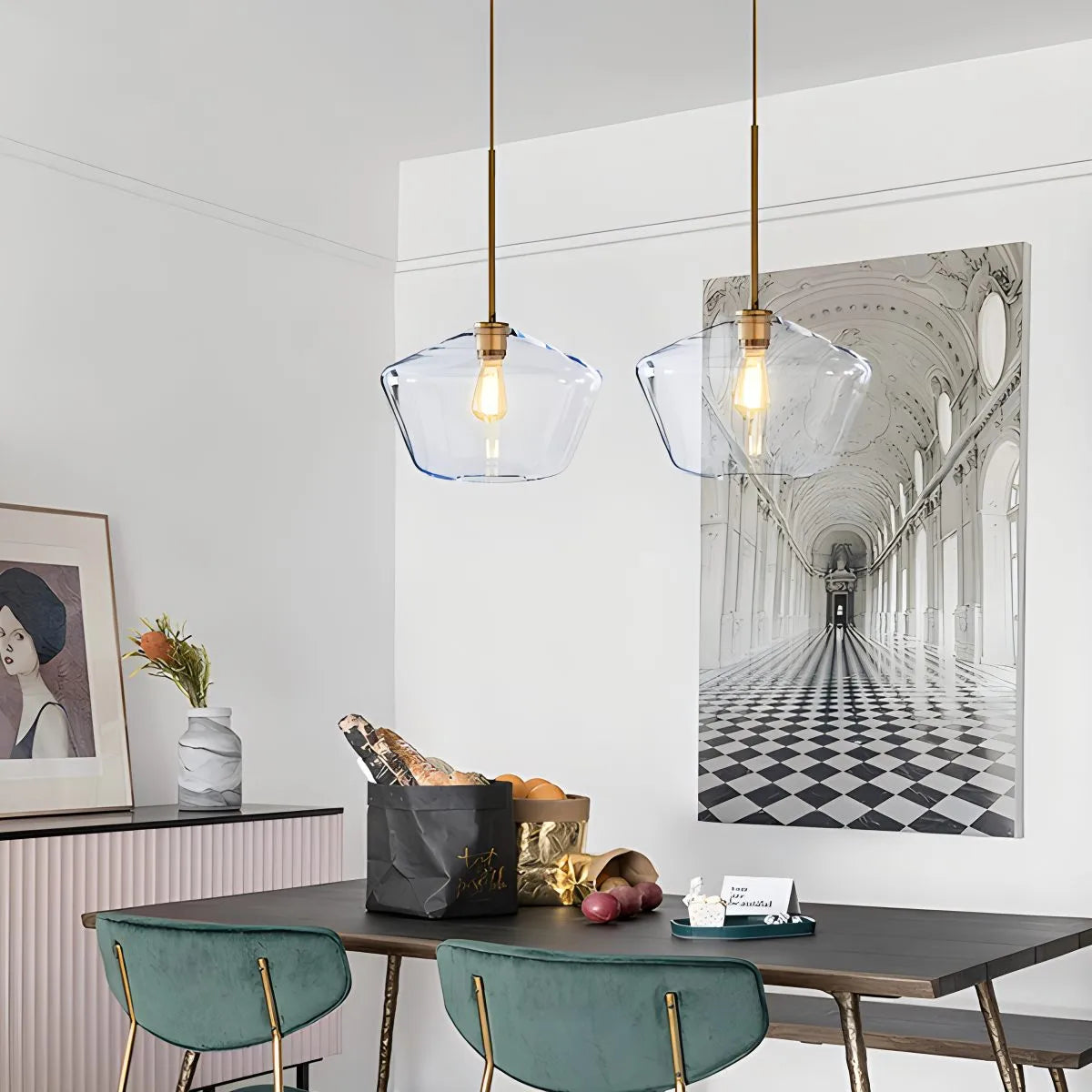 Feyran Hailie Clear Glass Pendant Light for Kitchen