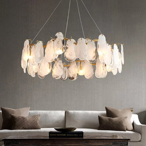 Cloud Modern 8-Light Tiered Cloud Glass Chandelier with Adjustable Cables Main Page - Feyran Light