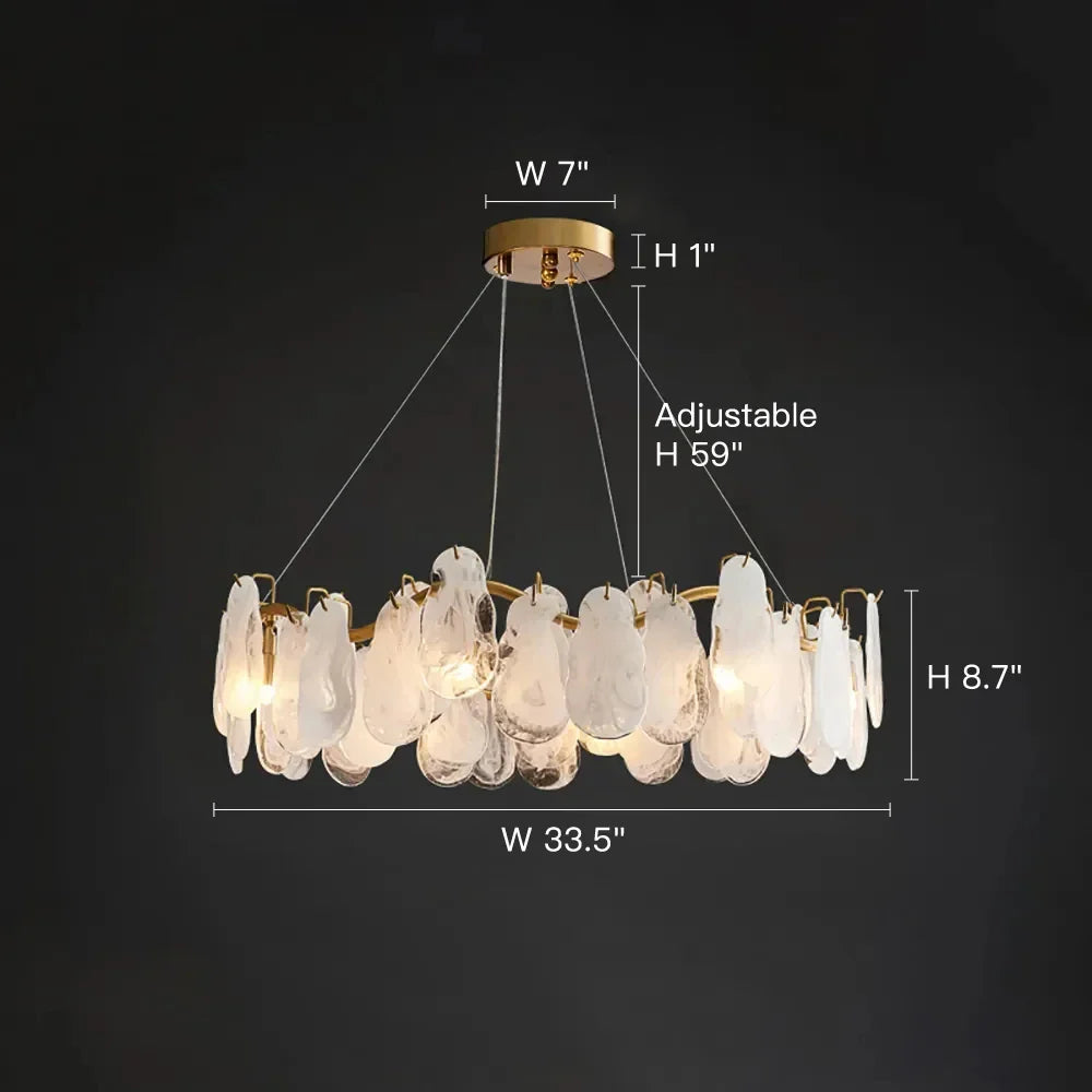 Cloud Modern 8-Light Tiered Cloud Glass Chandelier with Adjustable Cables Size- Feyran Light