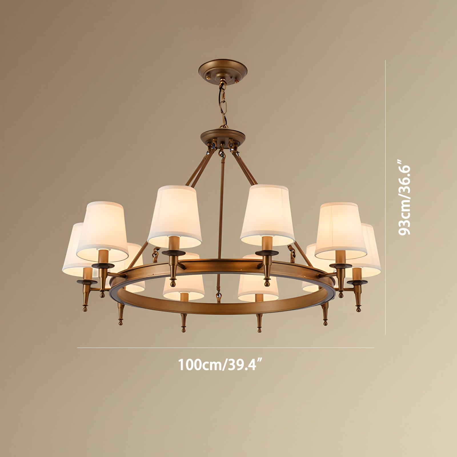 Feyran Vintage Ring Metal Fabric Chandelier