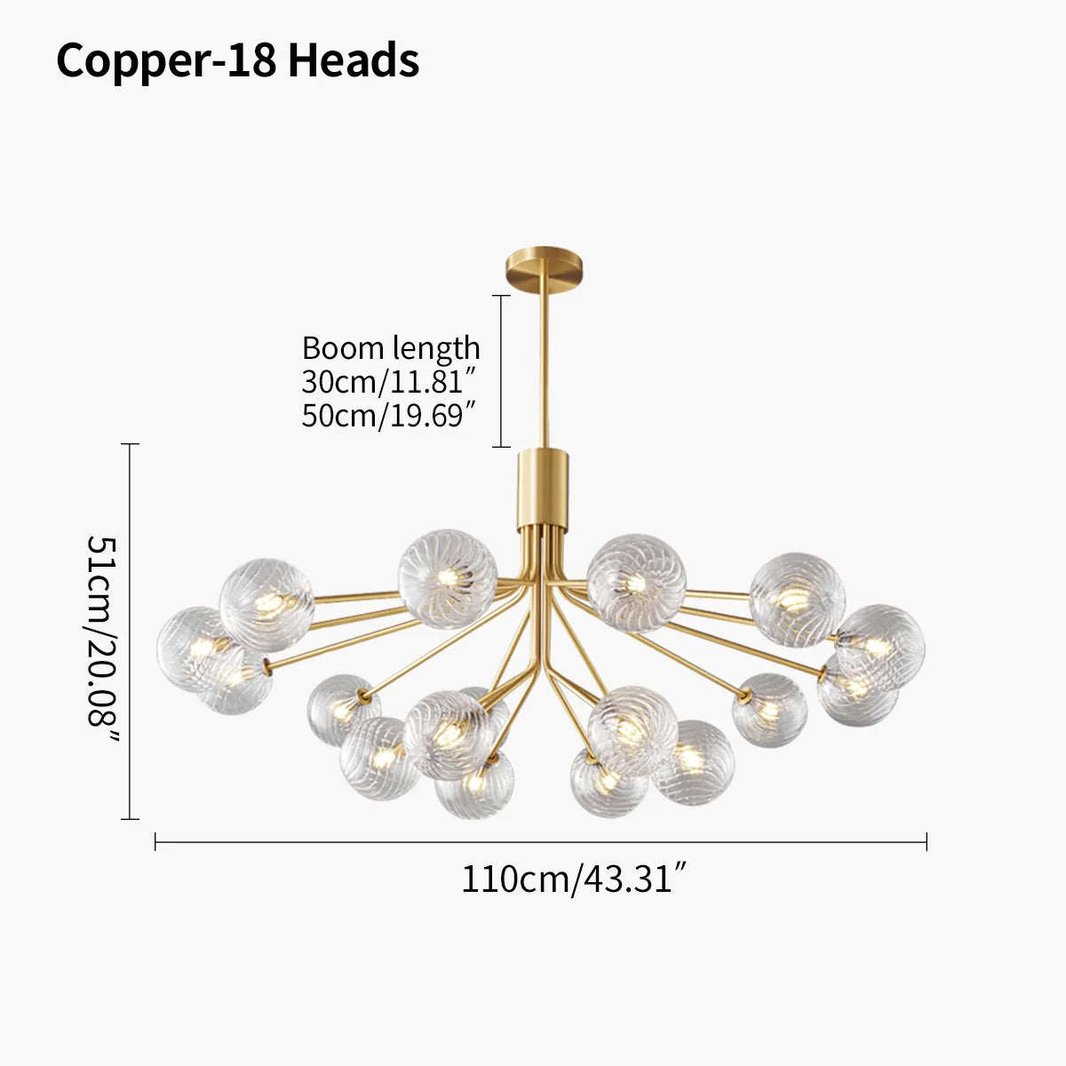 Feyran All Copper Magic Bean Glass Chandelier