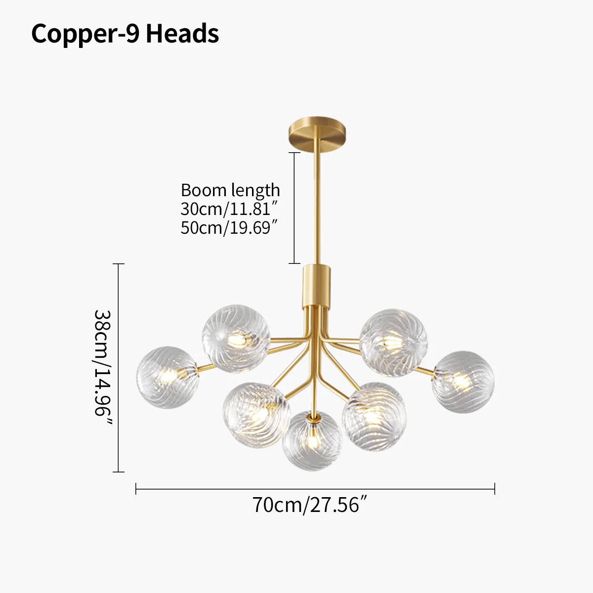 Feyran All Copper Magic Bean Glass Chandelier
