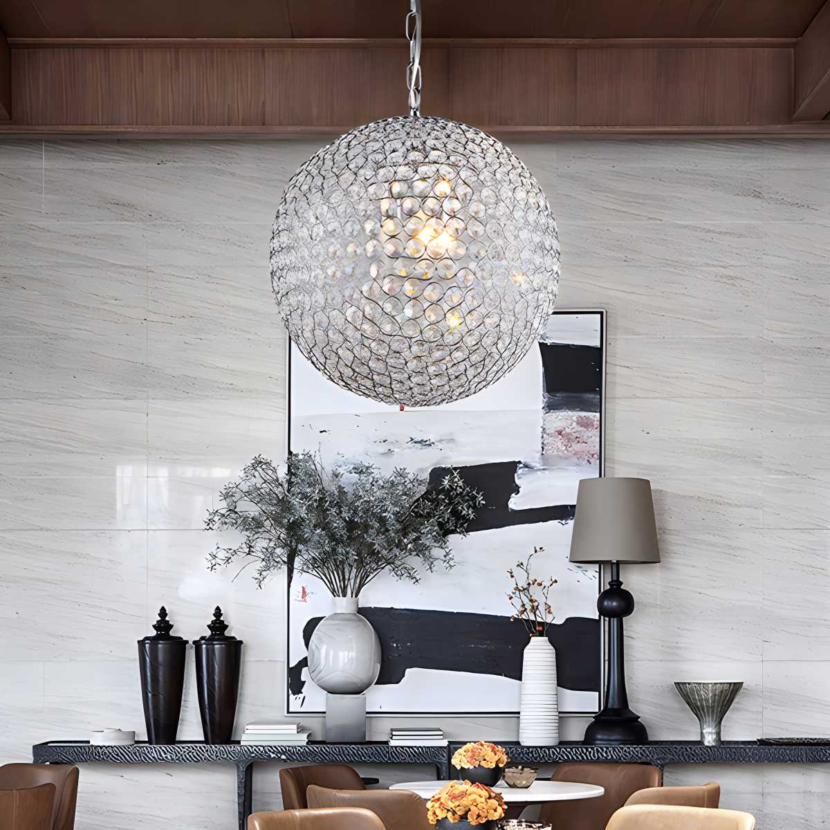 Feyran Creative Crystal Ball Chandelier for Dining Room