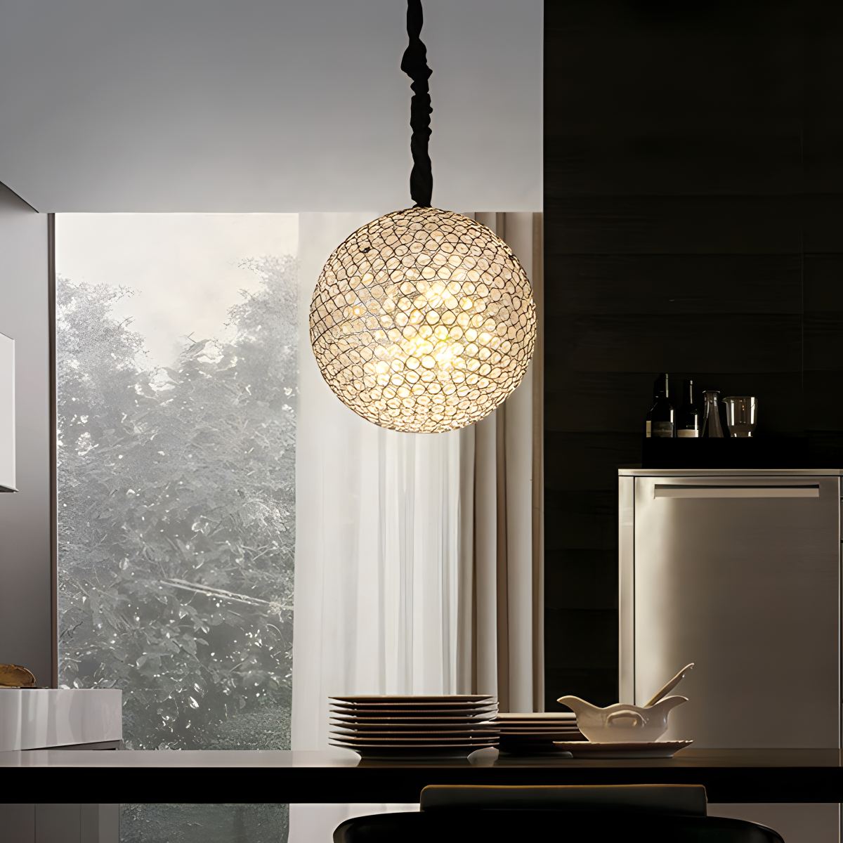 Feyran Creative Crystal Ball Chandelier for Dining Room