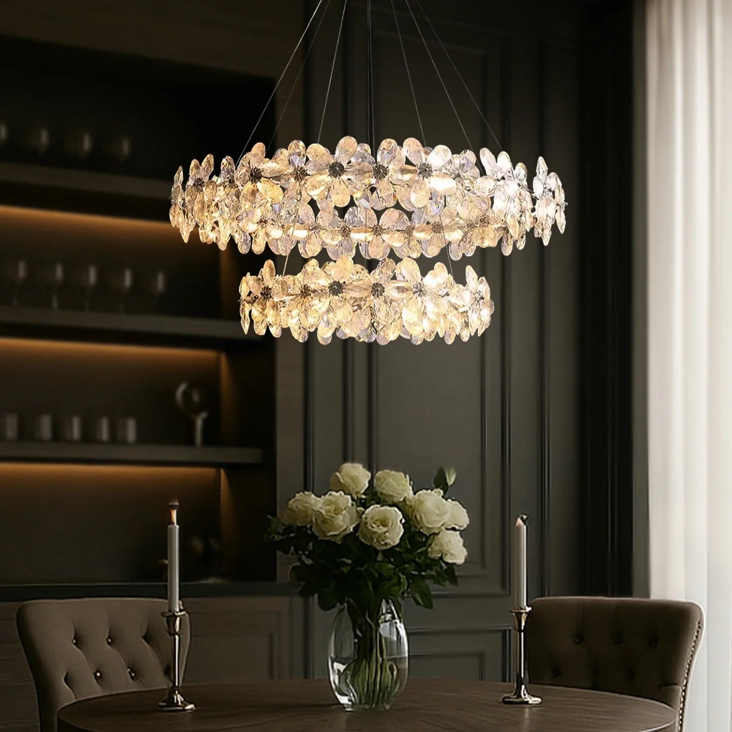 Crystal Bloom Double Halo Chandelier - Feyran