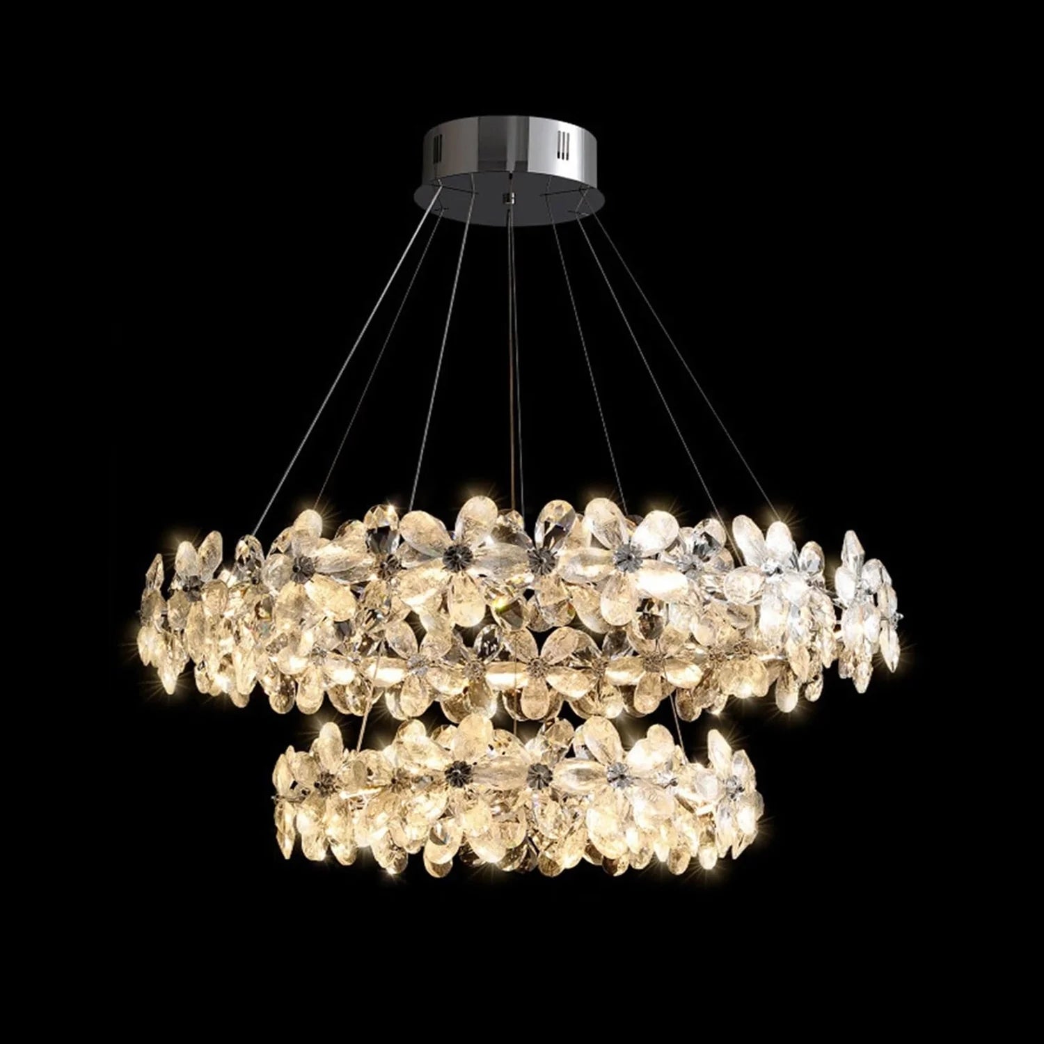 Crystal Bloom Double Halo Chandelier - Feyran