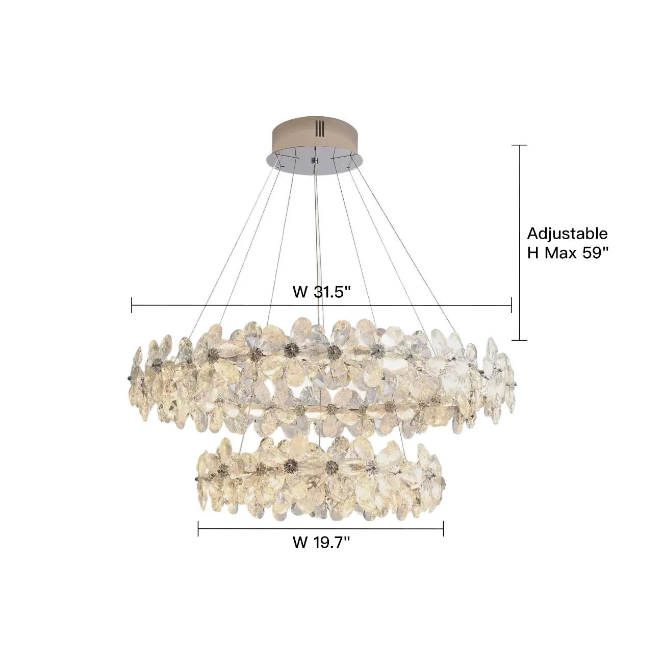 Crystal Bloom Double Halo Chandelier - Feyran