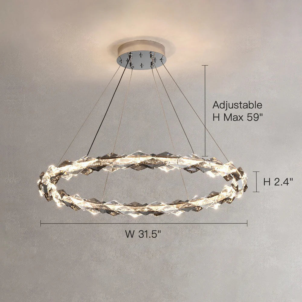 Crystal Ring Chandelier with Faceted Edge Design – Available in Multiple Sizes | Feyran