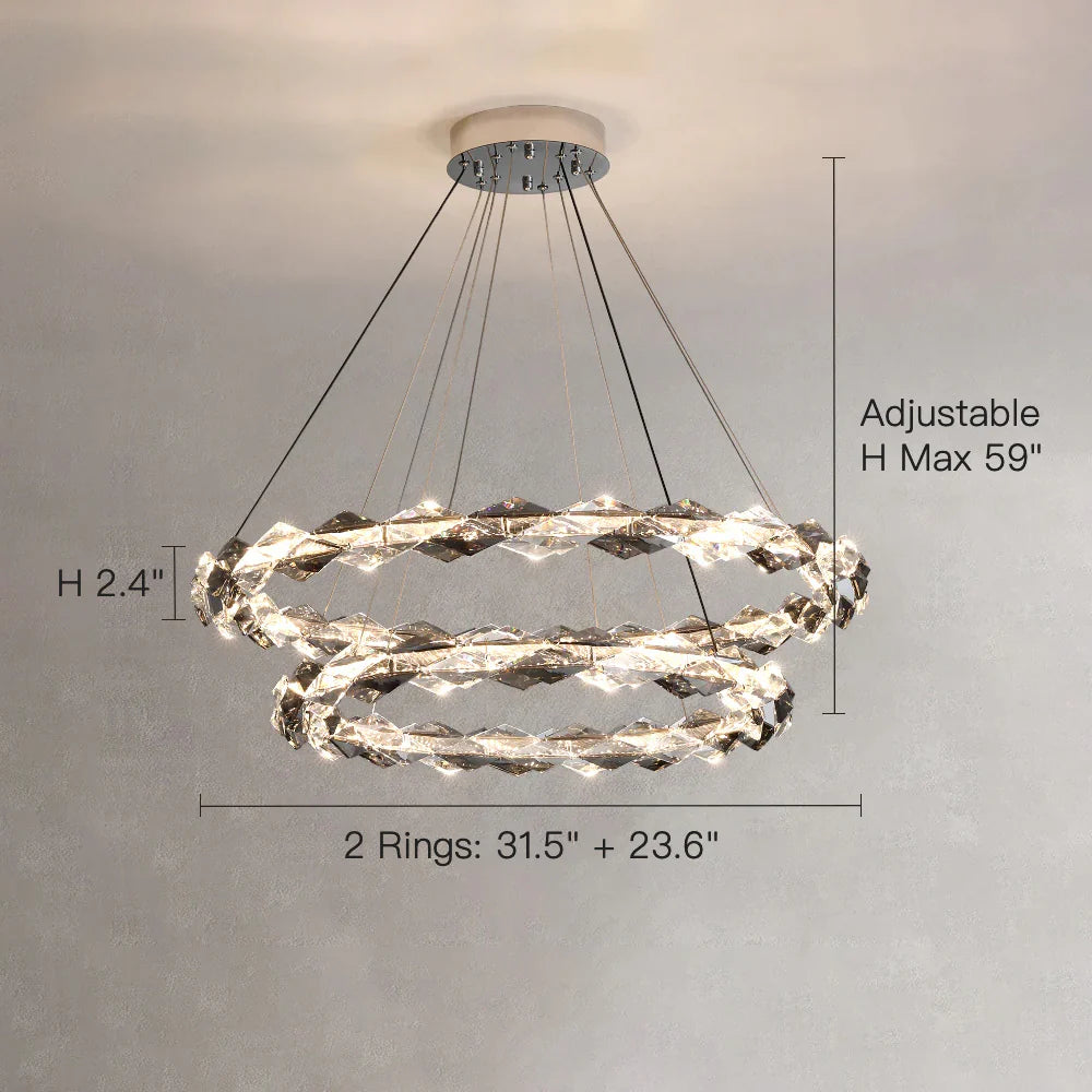 Crystal Ring Chandelier with Faceted Edge Design – Available in Multiple Sizes | Feyran