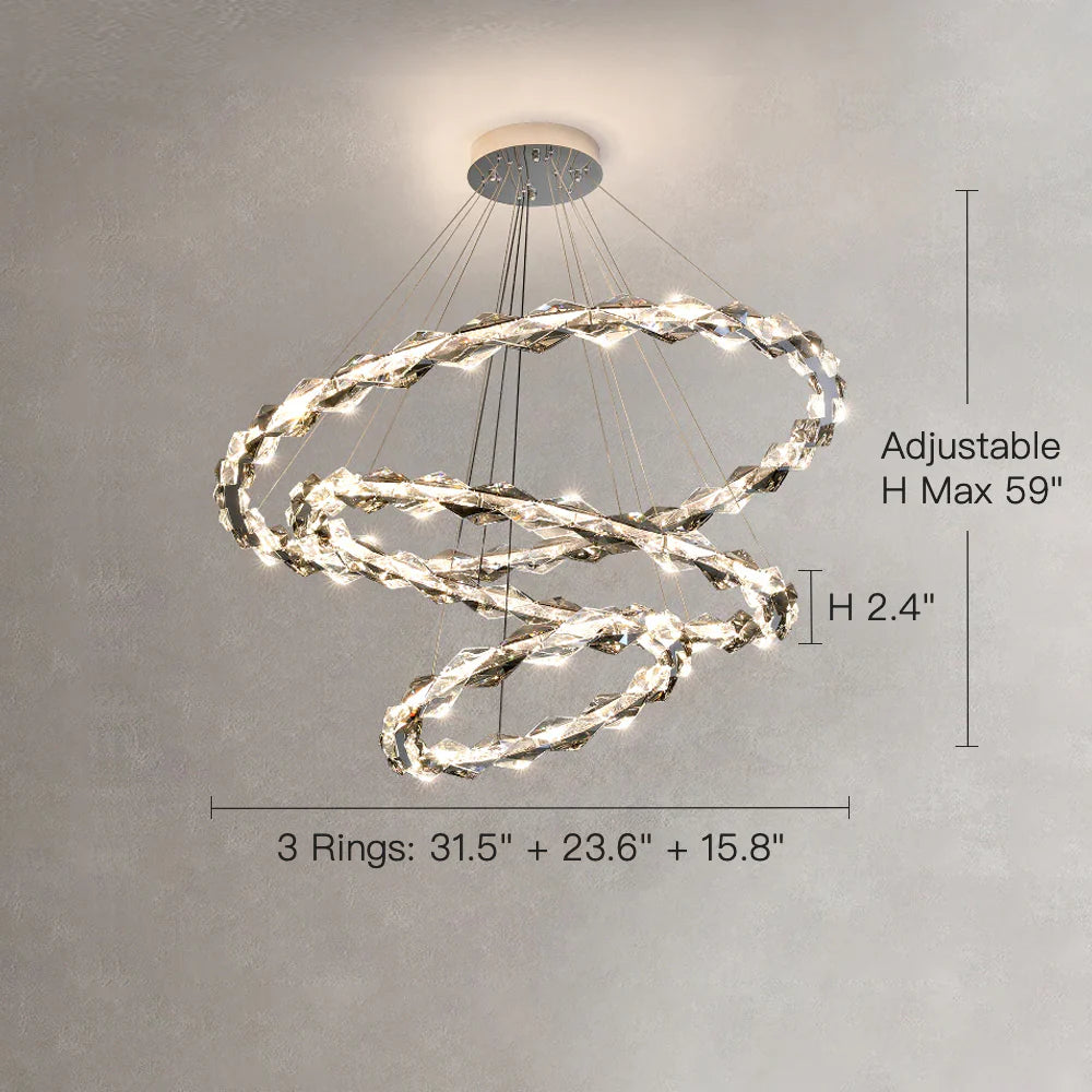 Crystal Ring Chandelier with Faceted Edge Design – Available in Multiple Sizes | Feyran