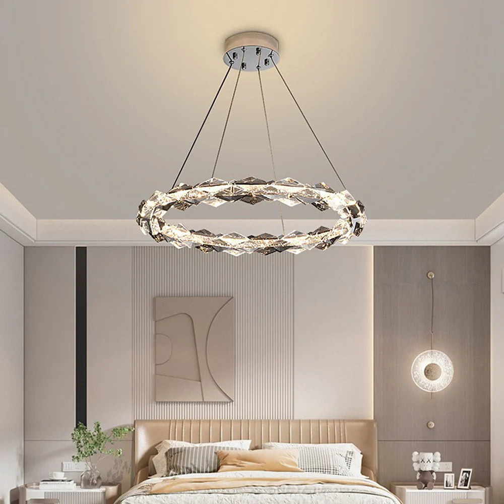 Crystal Ring Chandelier with Faceted Edge Design – Available in Multiple Sizes | Feyran
