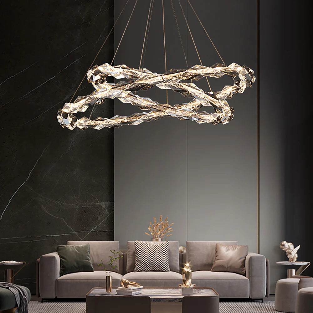 Crystal Ring Chandelier with Faceted Edge Design – Available in Multiple Sizes | Feyran