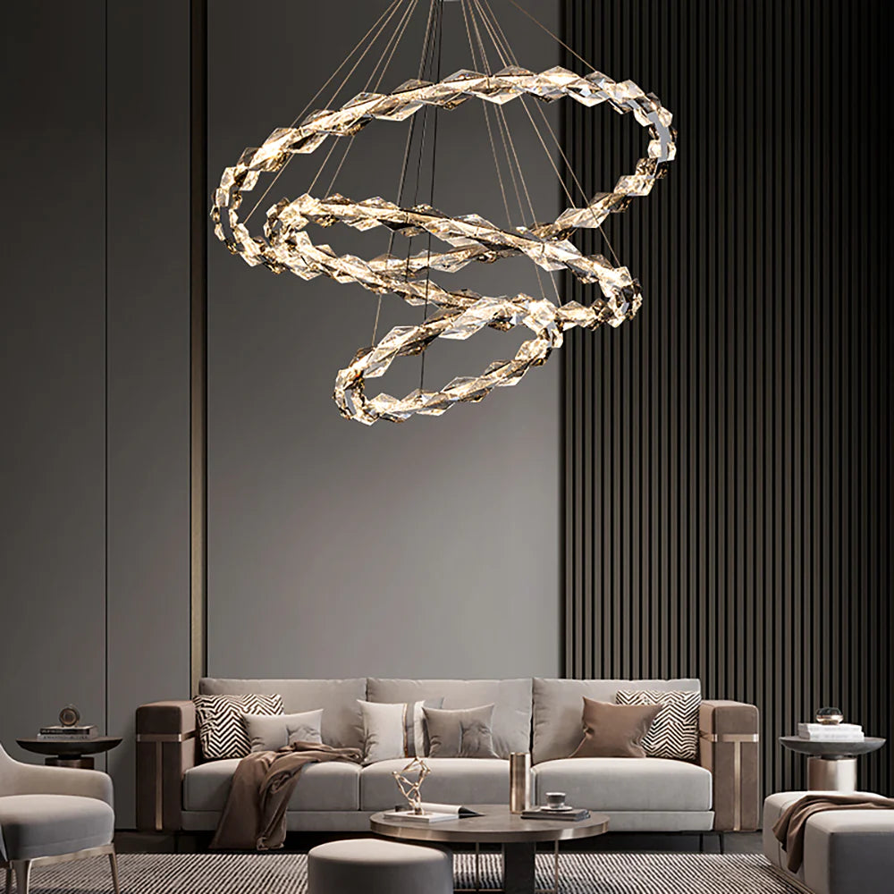 Crystal Ring Chandelier with Faceted Edge Design – Available in Multiple Sizes | Feyran