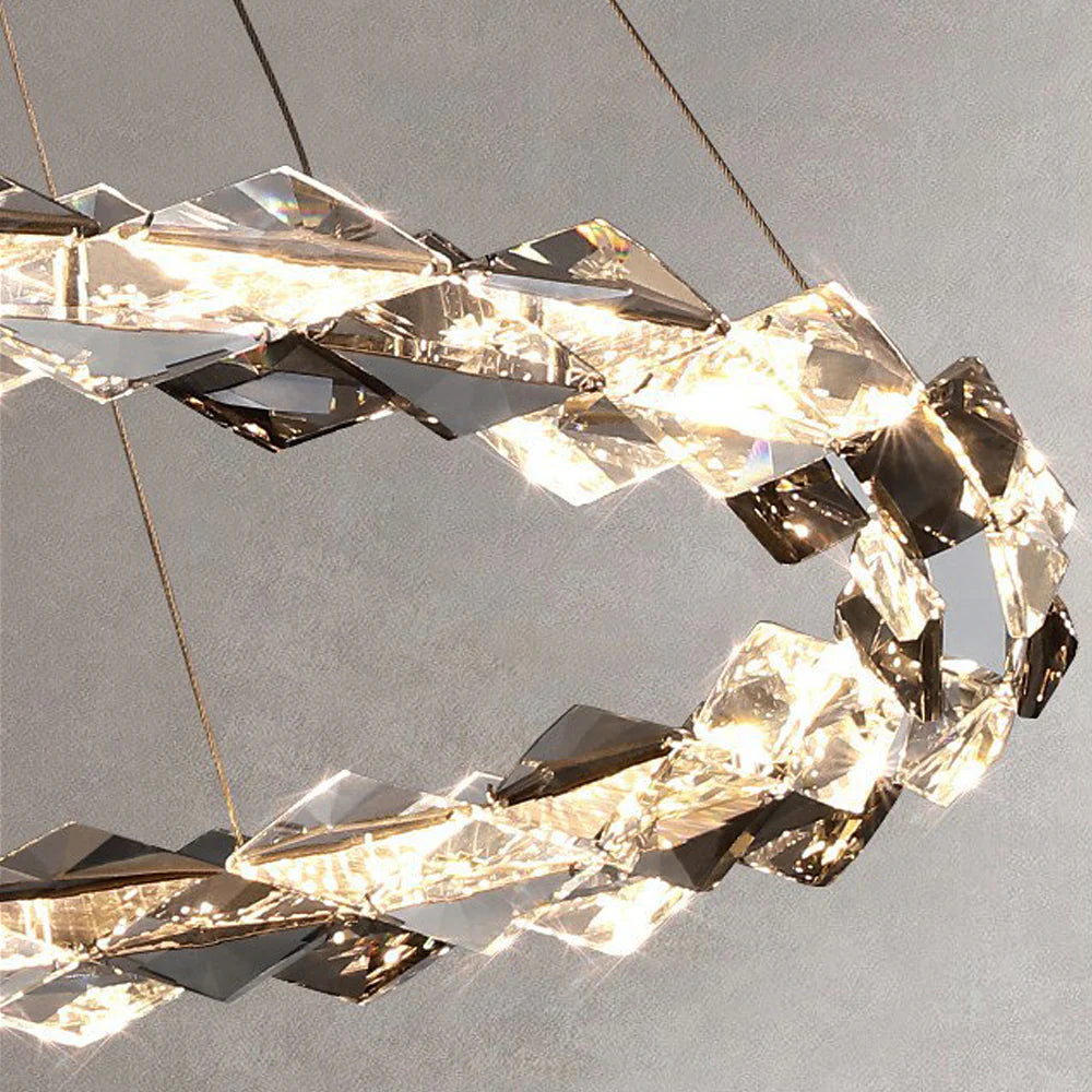 Crystal Ring Chandelier with Faceted Edge Design – Available in Multiple Sizes | Feyran