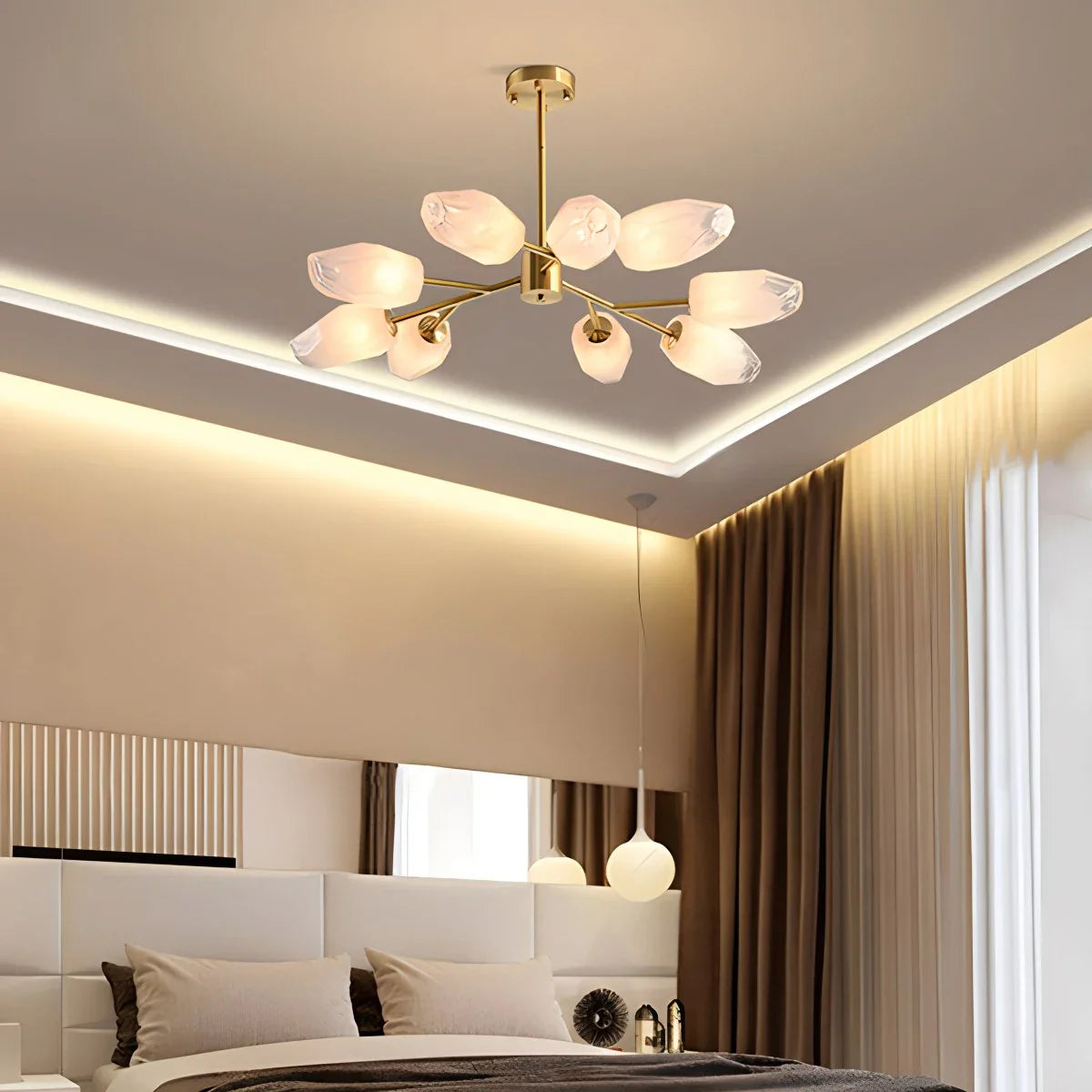 Feyran Crystal Bud Copper Chandelier for Living Room