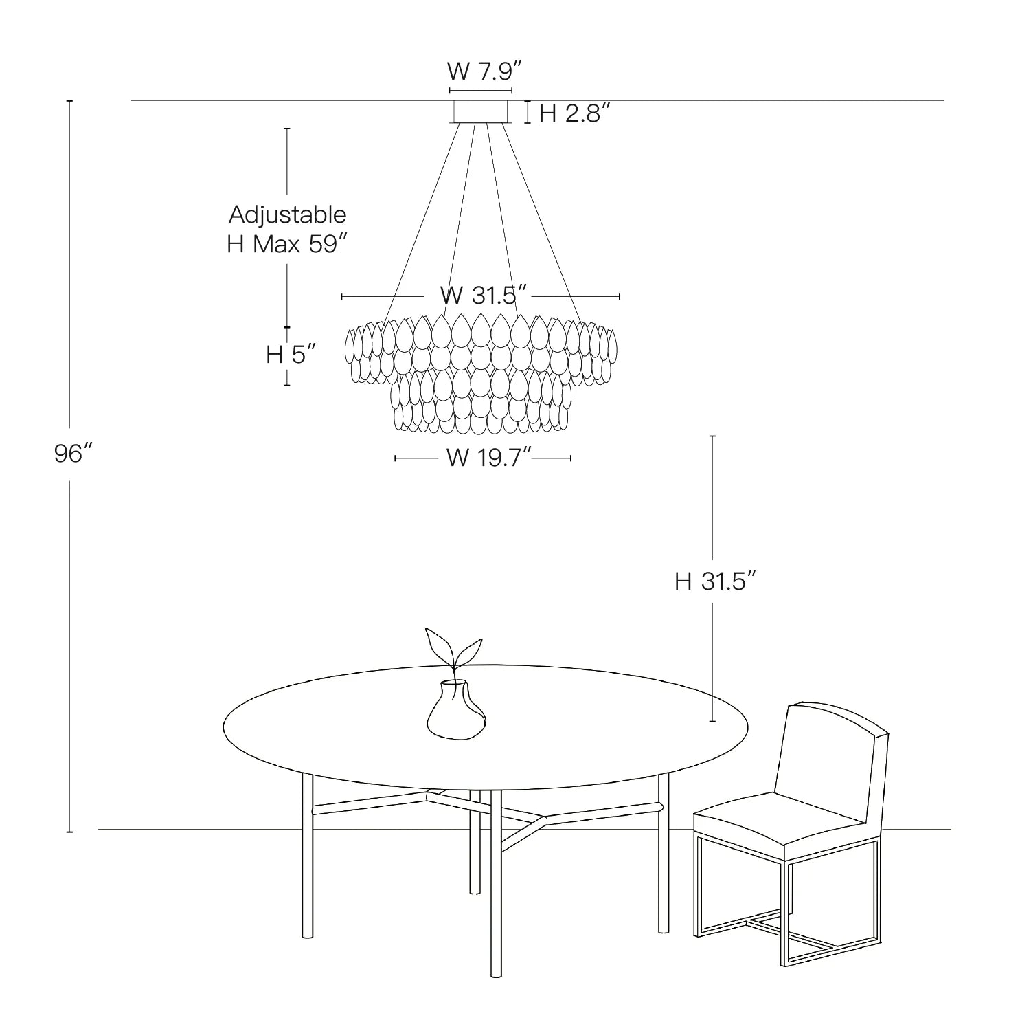 Dimension of Crystal Dual Tier Water Drop Chandelier 20251029 -Feyran