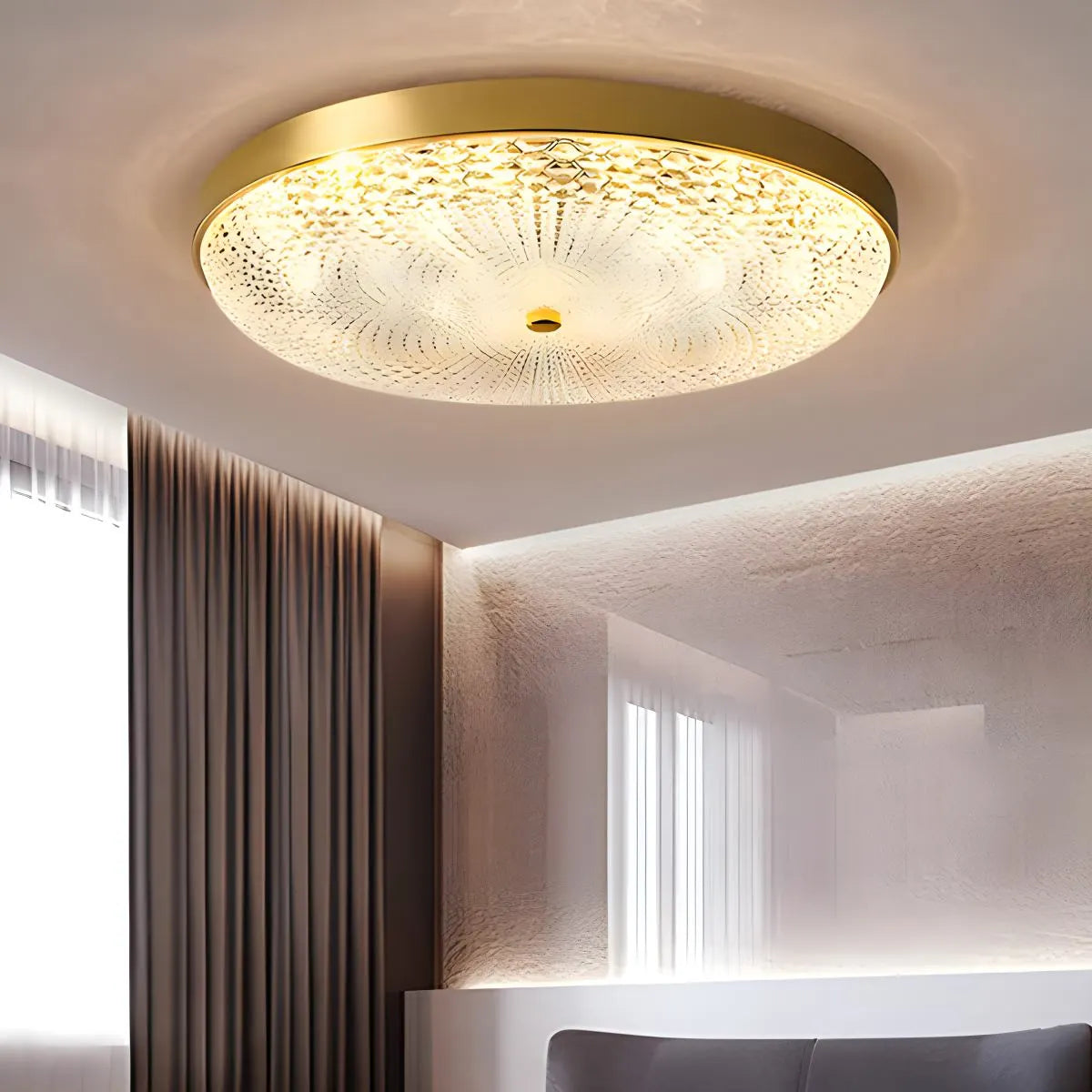Feyran Ultrathin Circular Crystal Glass Ceiling Light