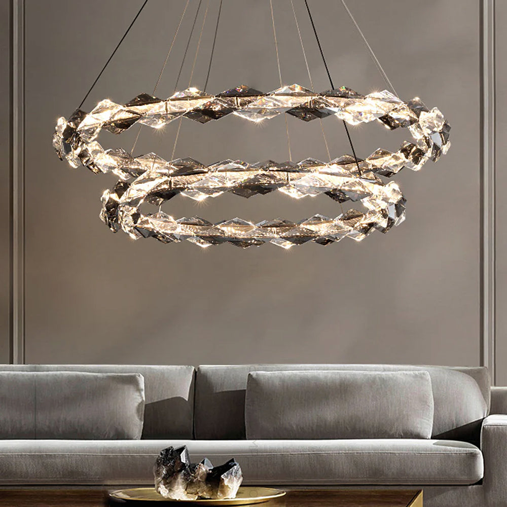 Crystal Ring Chandelier with Faceted Edge Design – Available in Multiple Sizes | Feyran