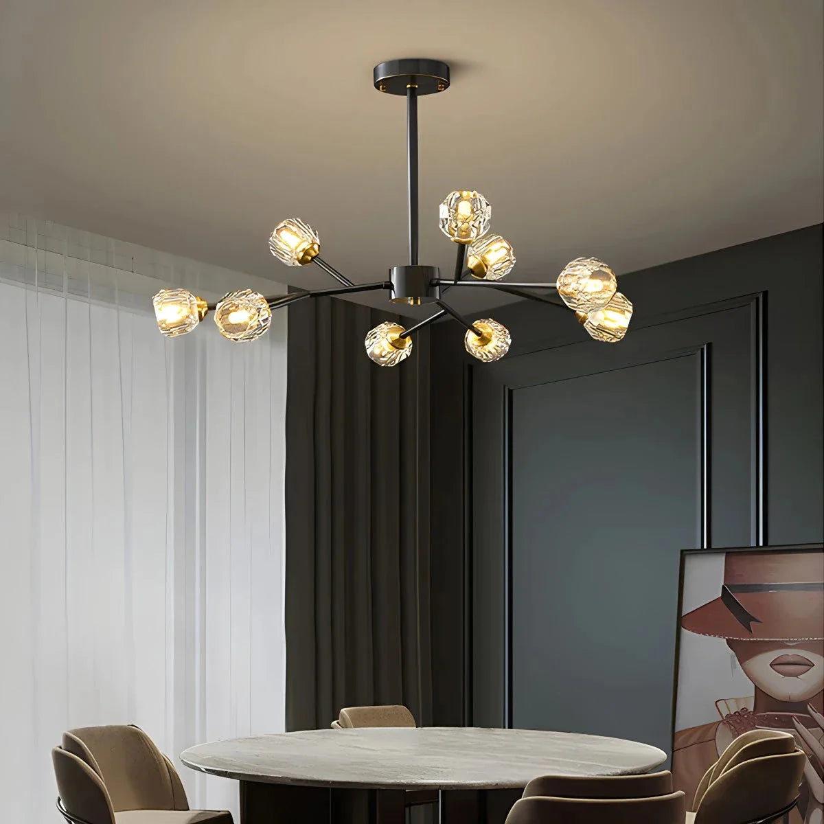 Feyran Crystal Ball Round Cluster Chandelier