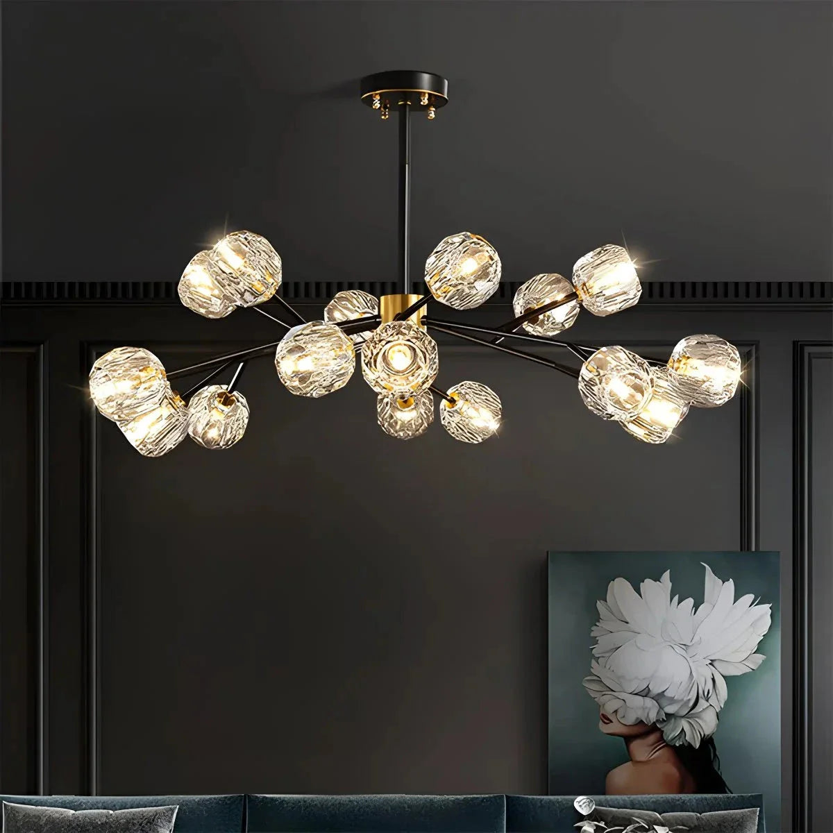Feyran Crystal Ball Round Cluster Chandelier