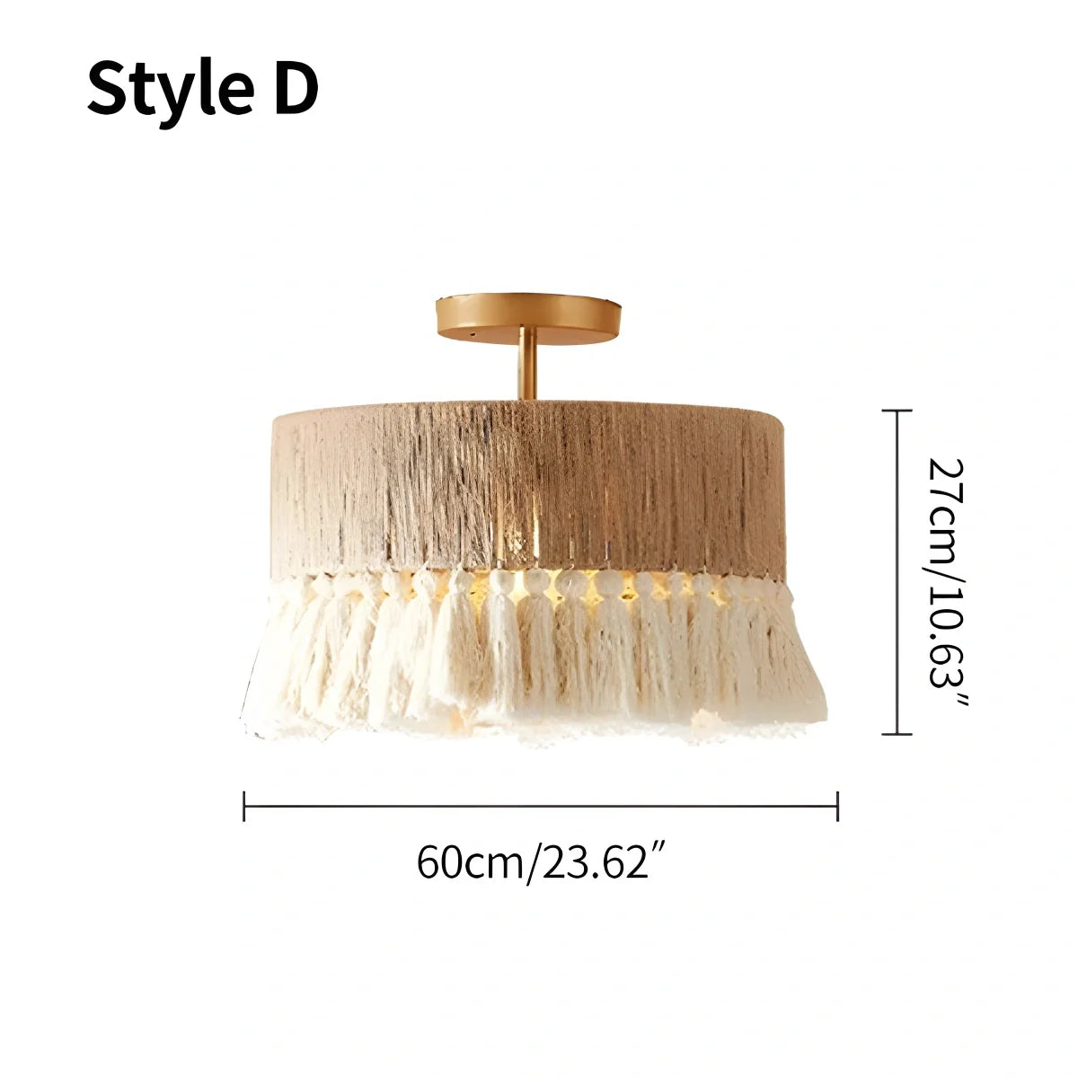 Feyran Boho Vintage Twine Fringe Pendant Light