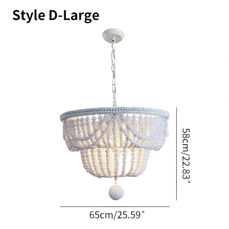 Feyran Retro Wooden Bead Chandelier for Dining Room