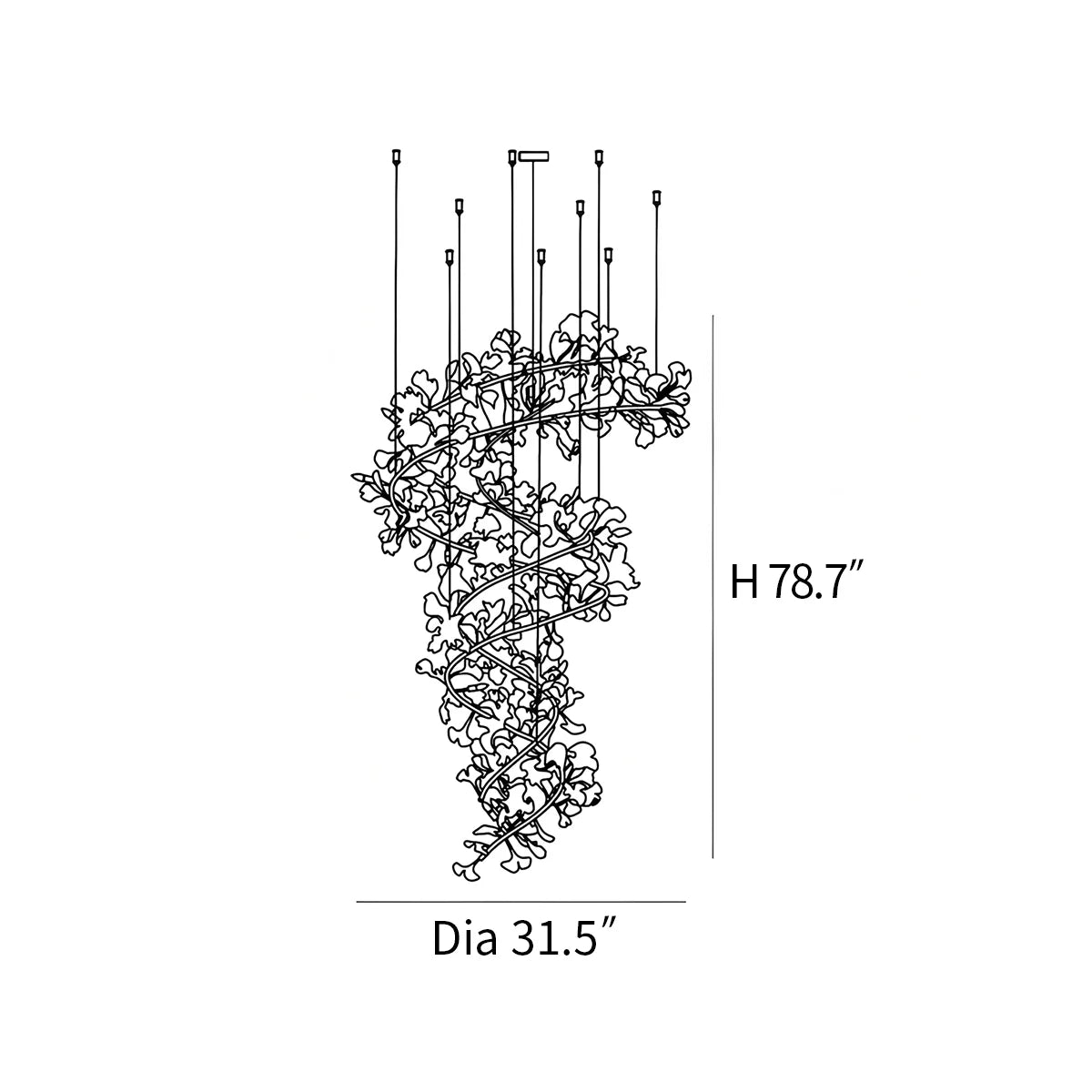 Feyran Ginkgo Chandelier Q for High Ceiling