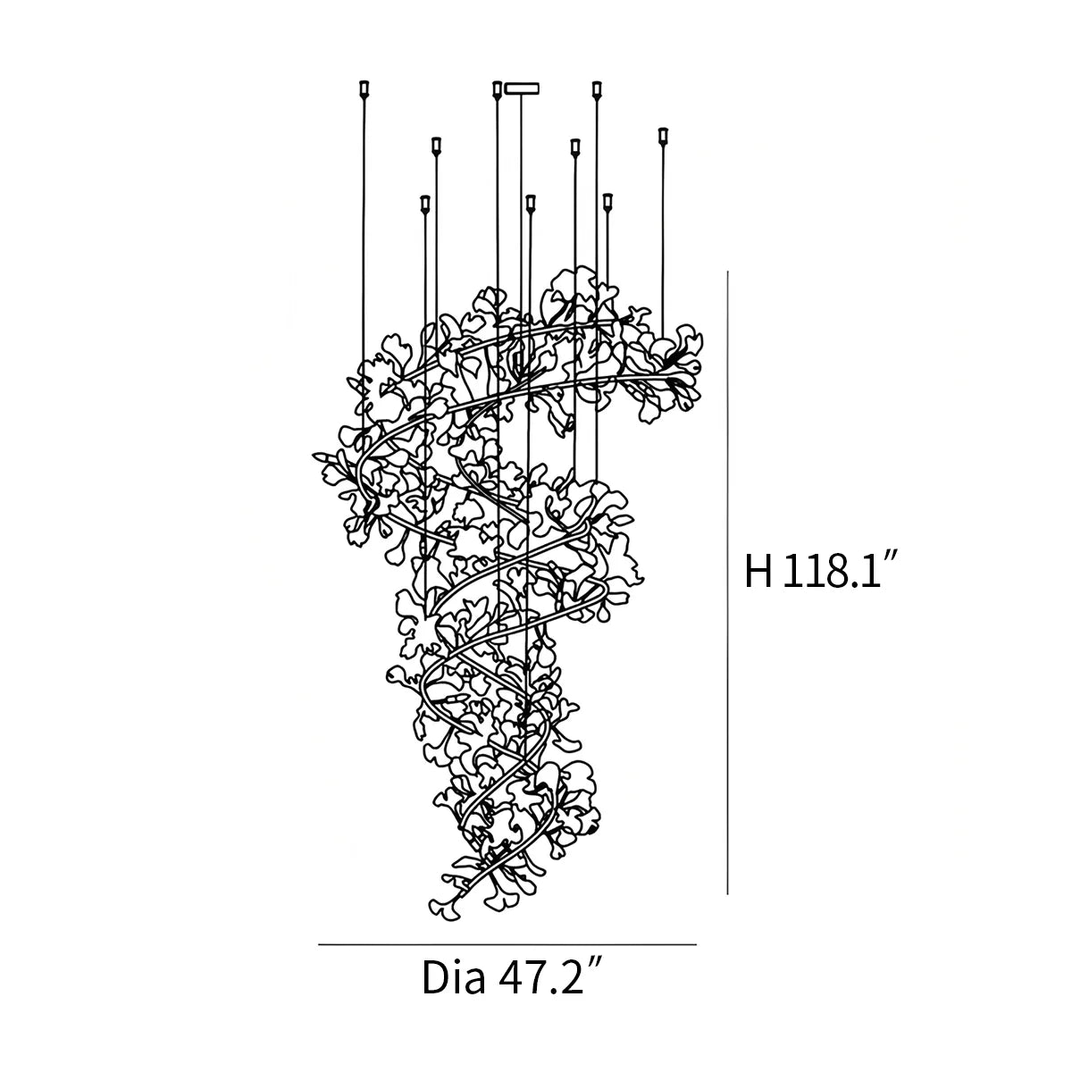 Feyran Ginkgo Chandelier Q for High Ceiling