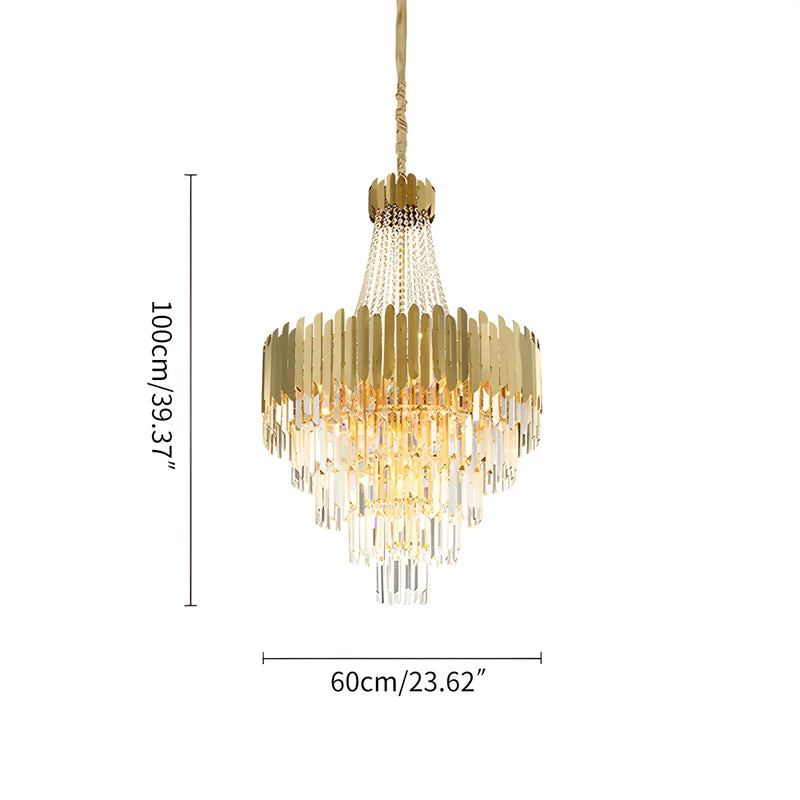 Feyran Large Tiered Gold Crystal Chandelier