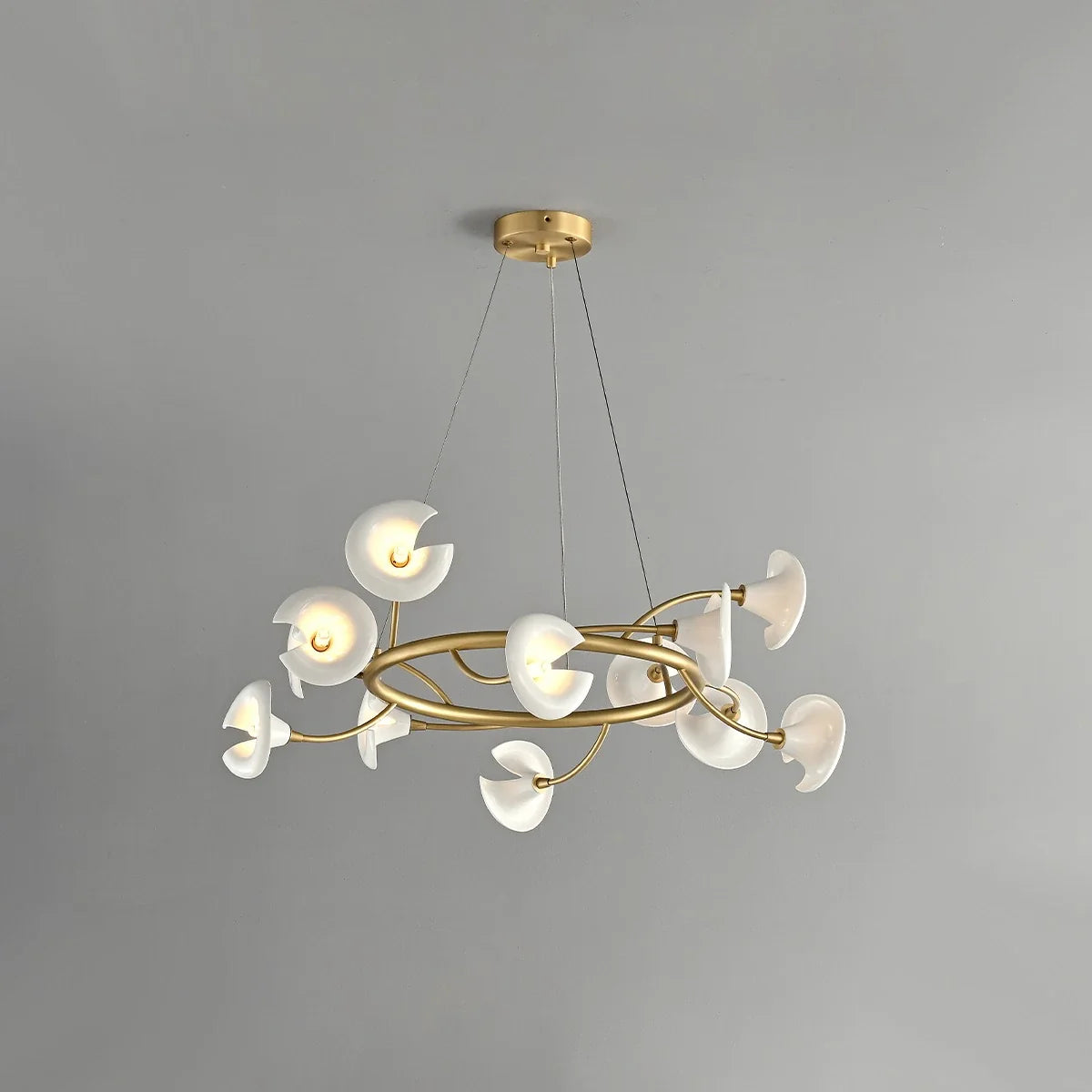 Feyran French Luxury Copper Ceramic Flower Chandelier