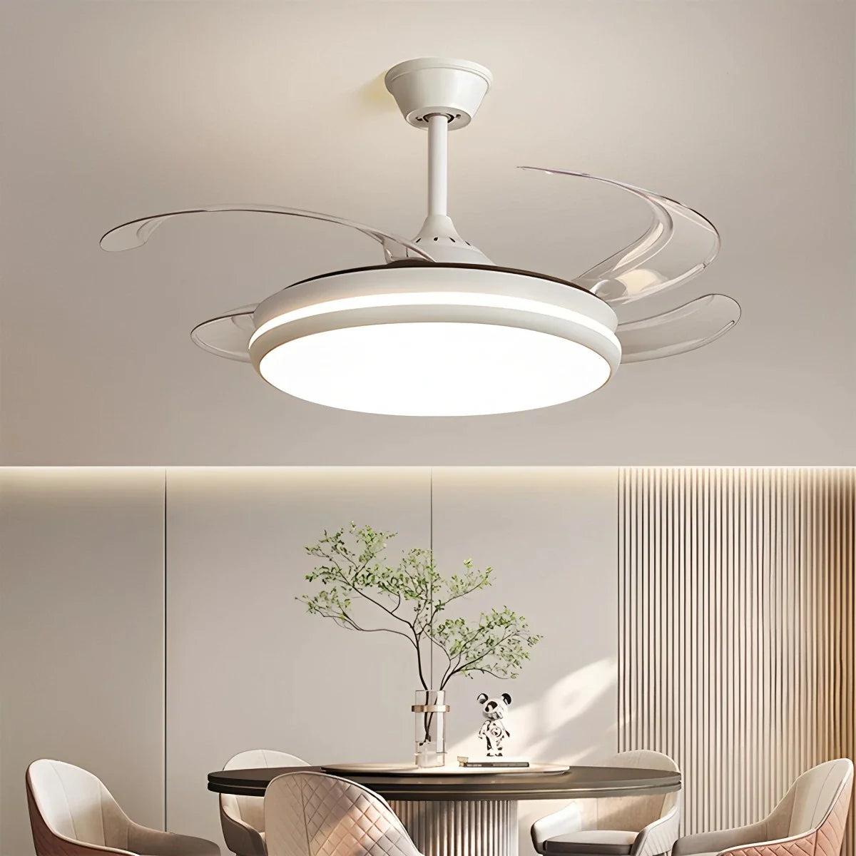 Feyran Modern Remote Ceiling Fan Light with Clear Blades