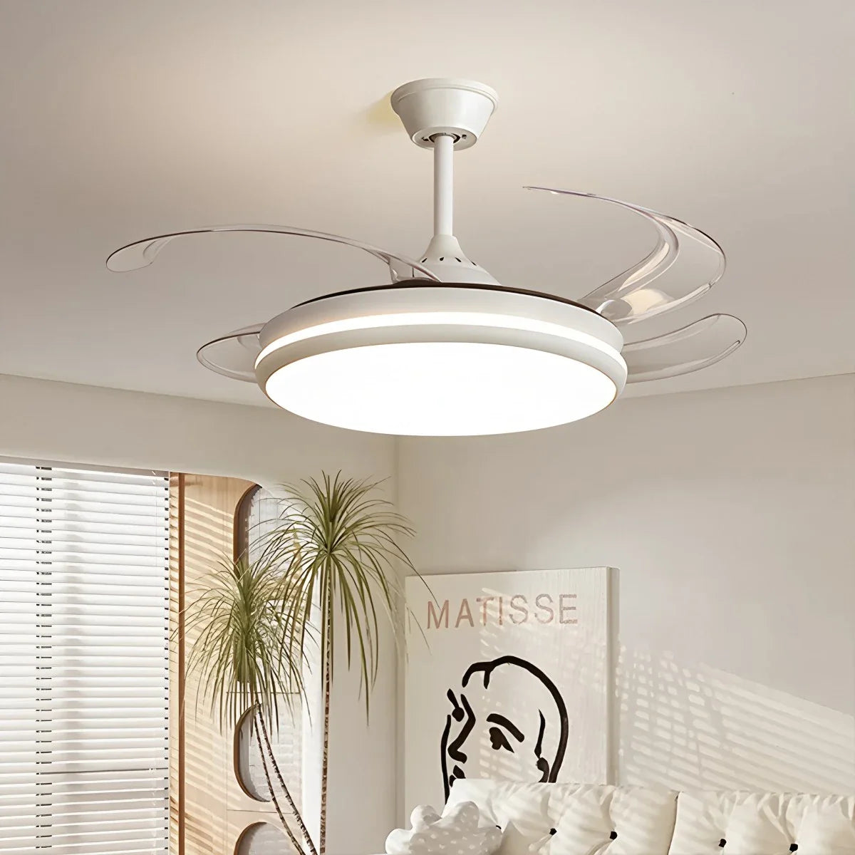 Feyran Modern Remote Ceiling Fan Light with Clear Blades