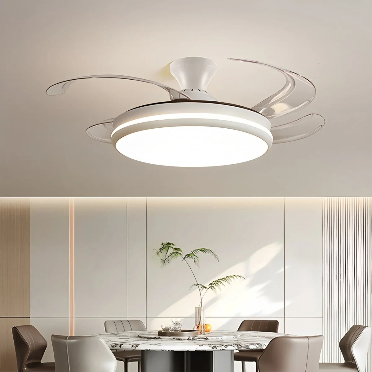 Feyran Modern Remote Ceiling Fan Light with Clear Blades