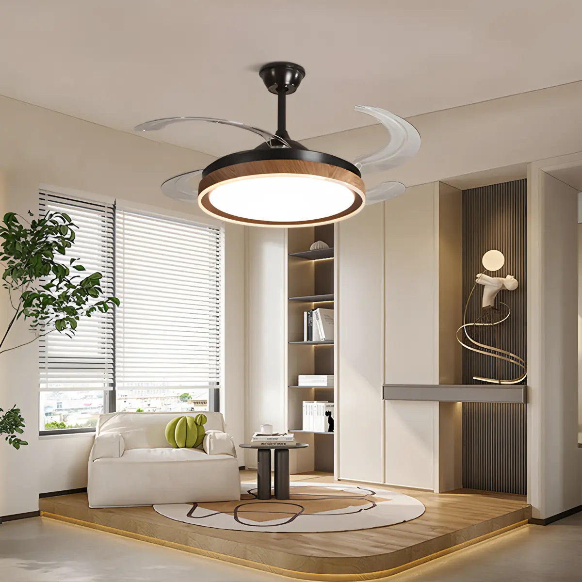 Feyran Retractable Blade Ceiling Fan with Light
