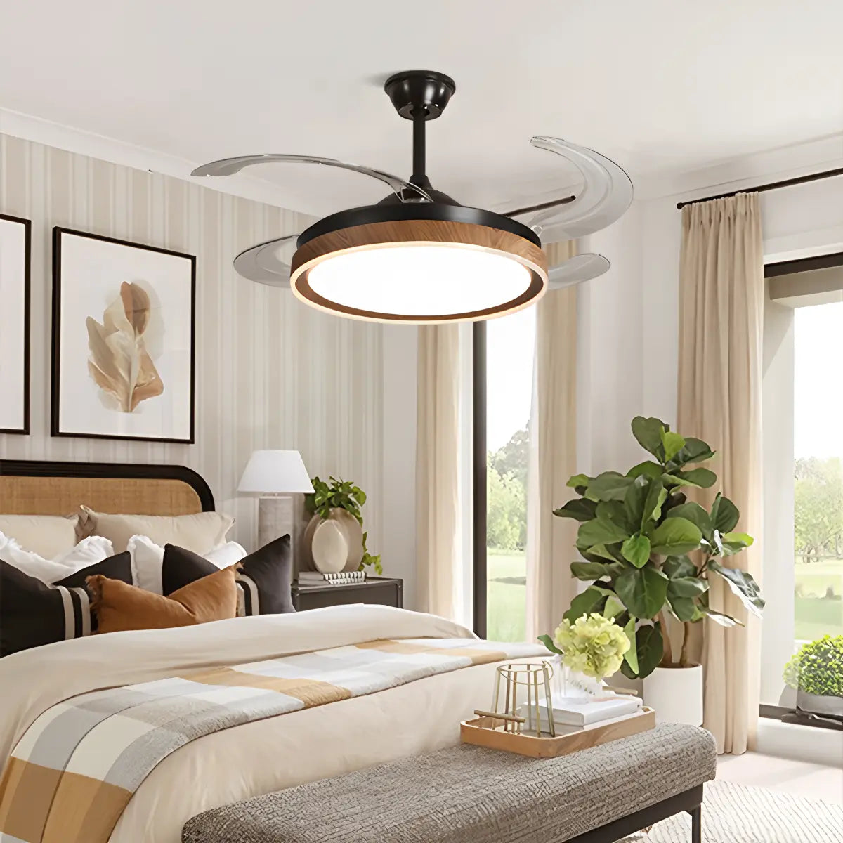 Feyran Retractable Blade Ceiling Fan with Light