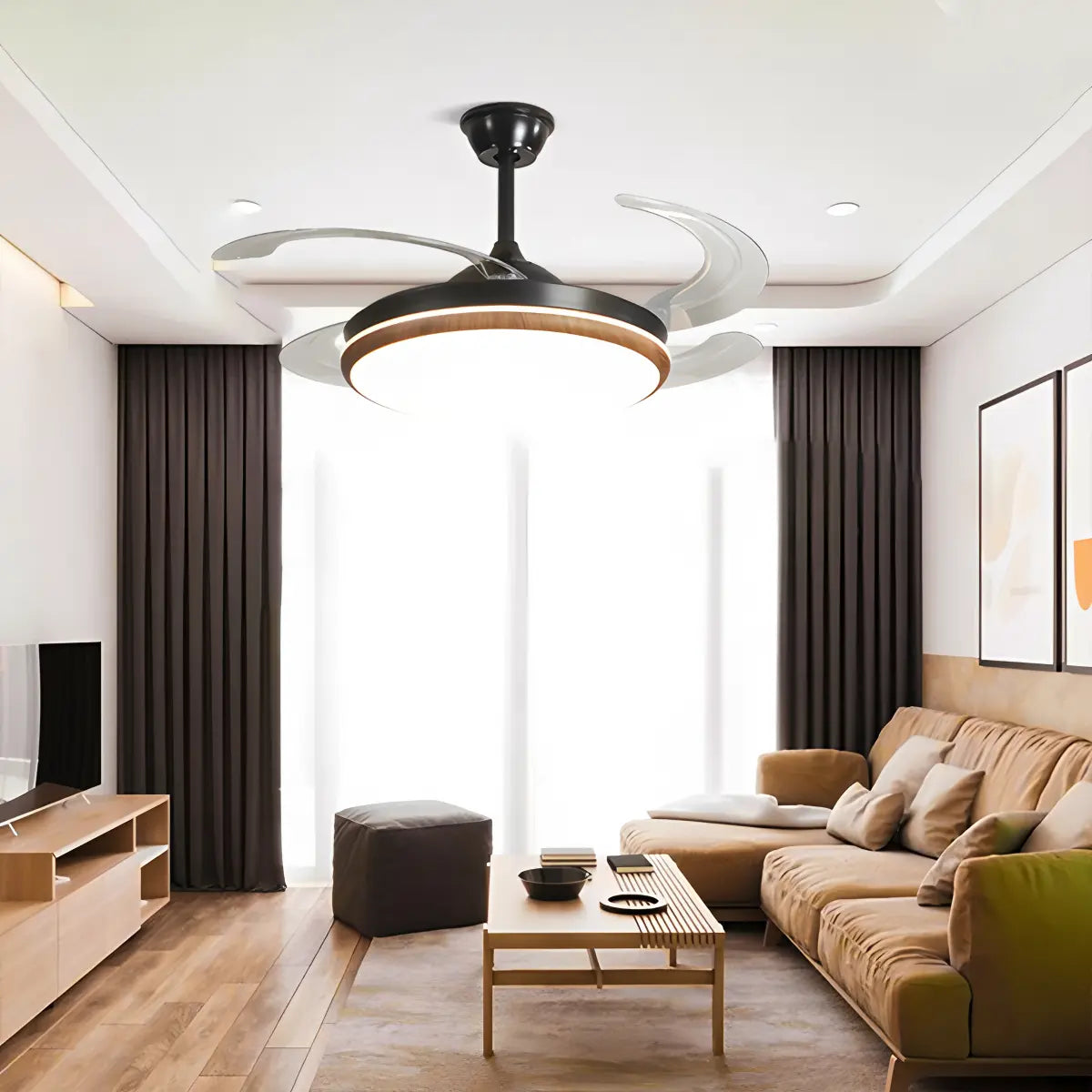 Feyran Retractable Blade Ceiling Fan with Light