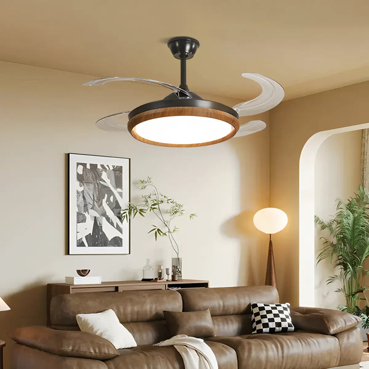 Feyran Retractable Blade Ceiling Fan with Light