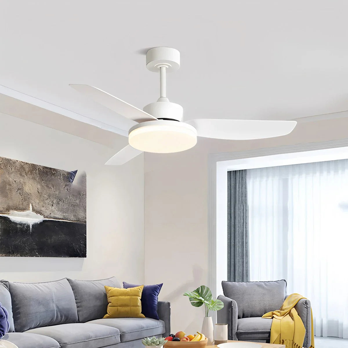 Feyran White Remote Control Ceiling Fan Light