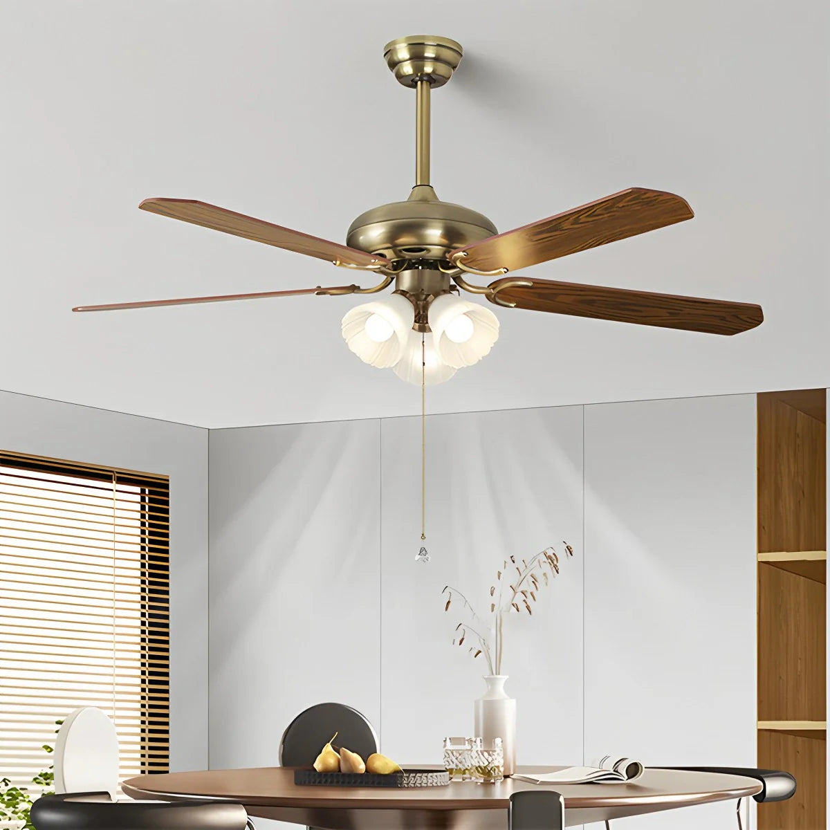 Feyran American Retro Ceiling Fan Light for Dining Room